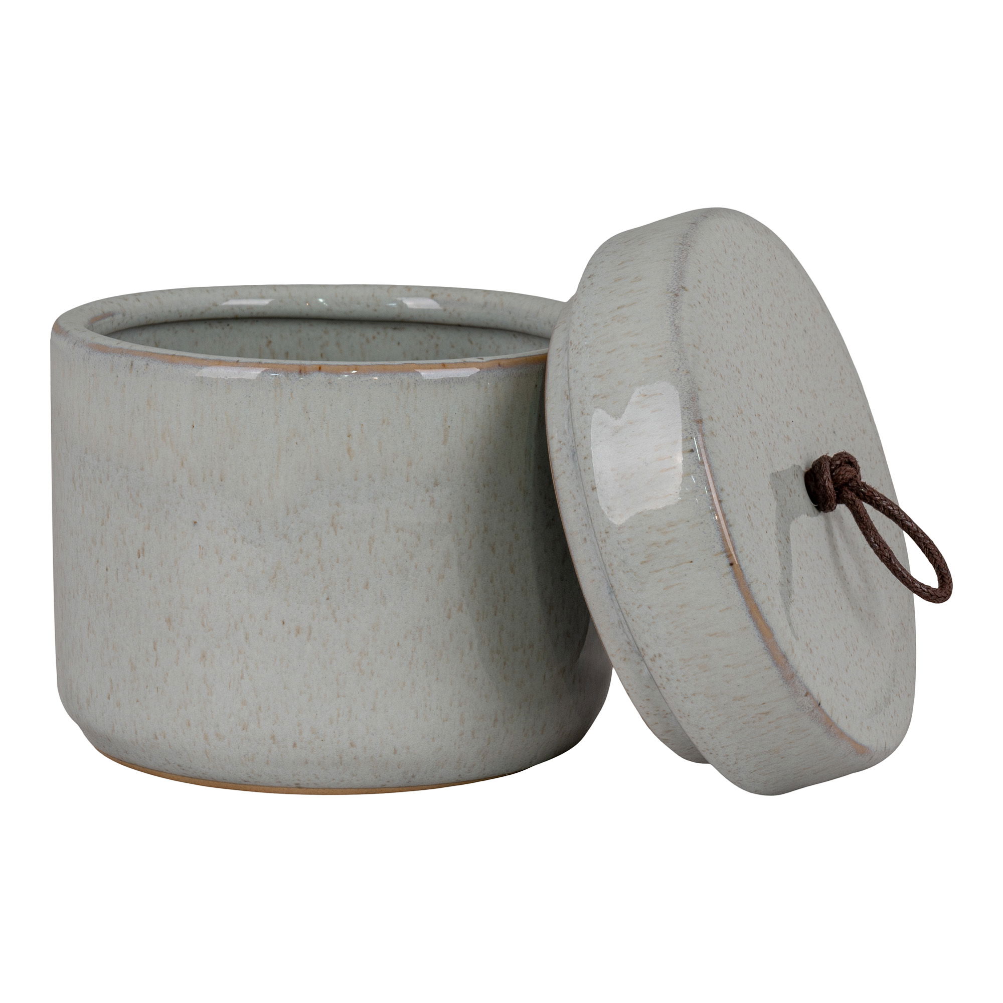 HOUSE NORDIC Burk – Burk, keramik, med lock, grå, rund, ø10,5×10 cm