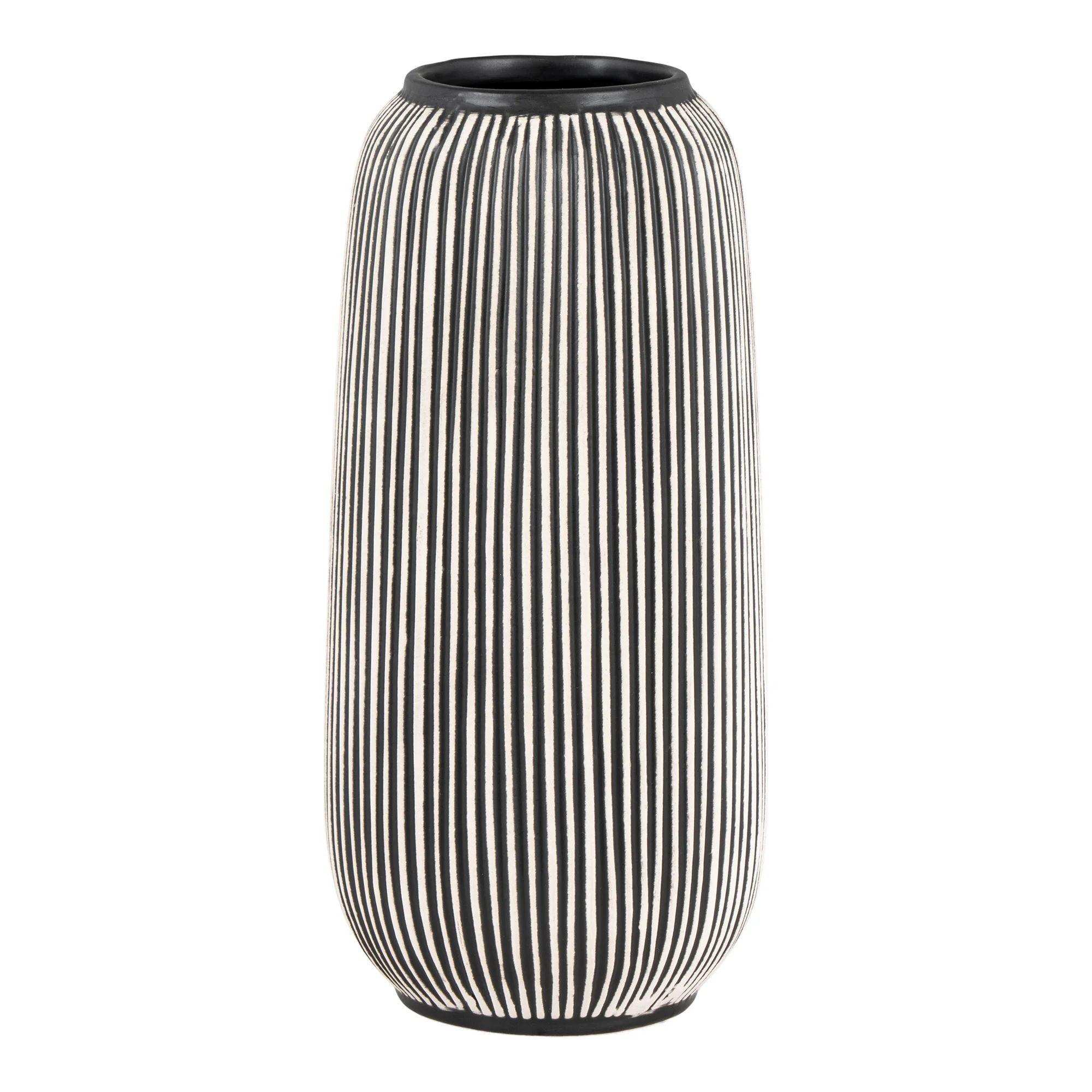 HOUSE NORDIC vase, rund - sort/hvid keramik (Ø9,5)