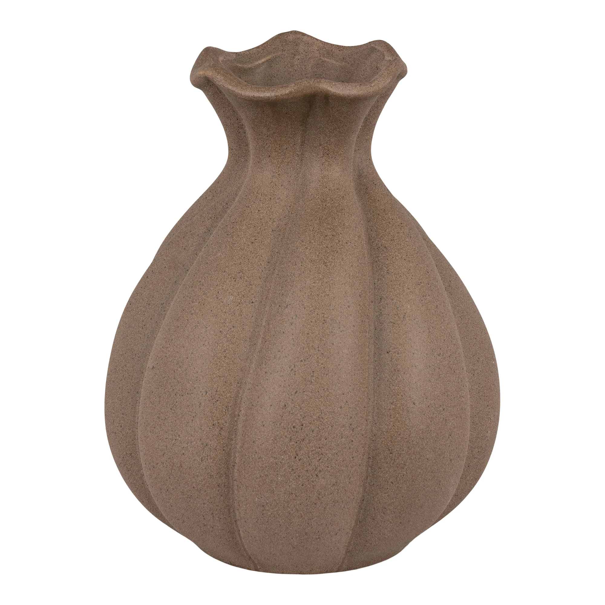 HOUSE NORDIC vase, rund - brun keramik (Ø14,5)