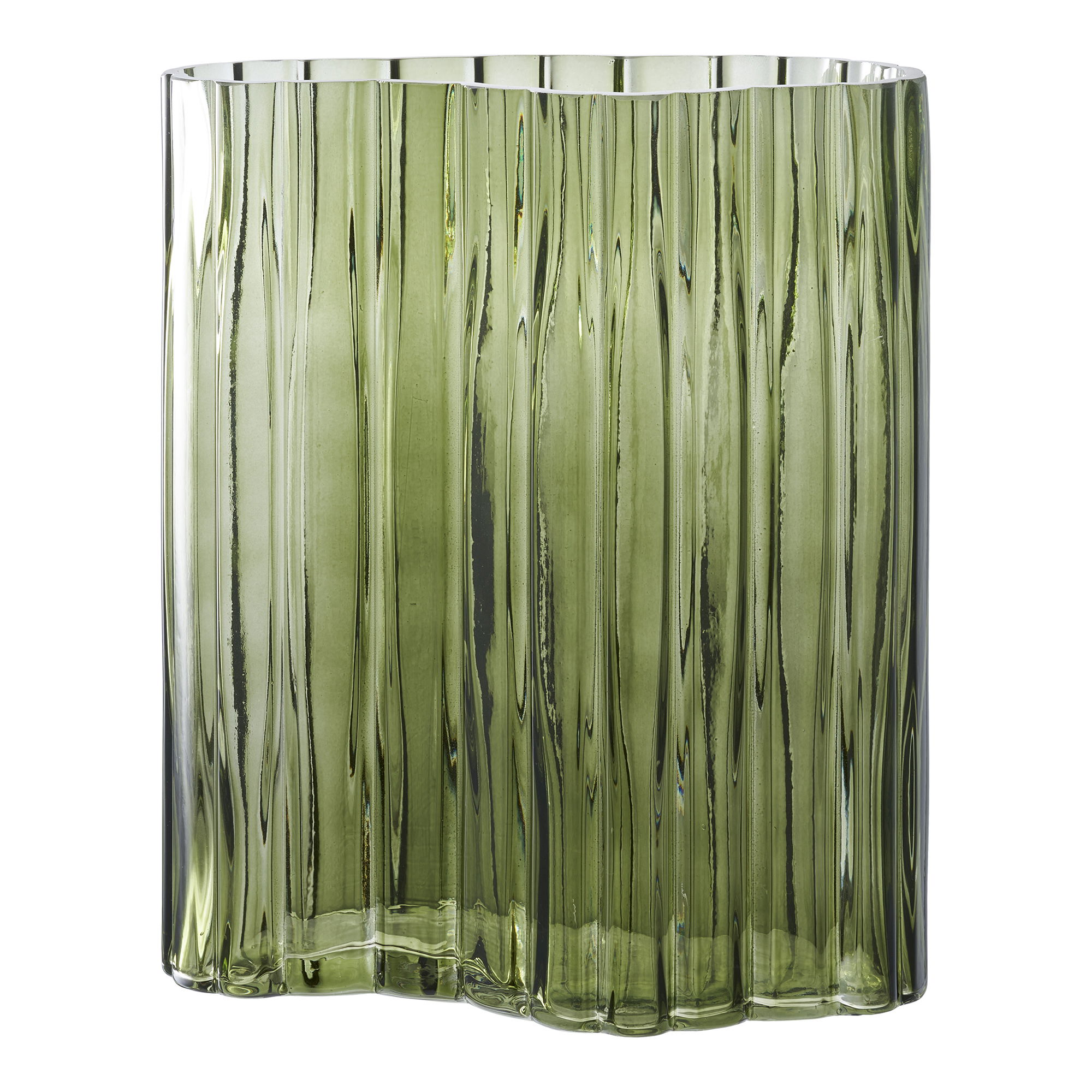 HOUSE NORDIC vase, organisk – smoked grøn glas (21x12x26,5)