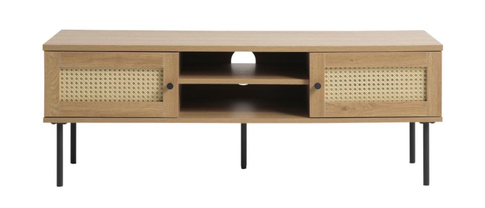 Pensacola TV-bord, m. 2 låger og 1 hylde – natur eg melamin og polyrattan (120×40) Pensacola TV-bord, m. 2 låger og 1 hylde – natur eg melamin og polyrattan (120×40)