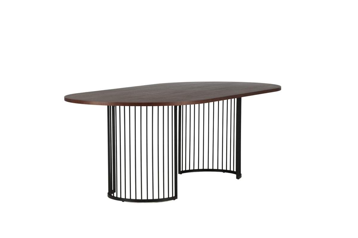 VIND COLLECTION Hamneskär spisebord, oval - valnøddefarvet finér og sort stål (220x110)