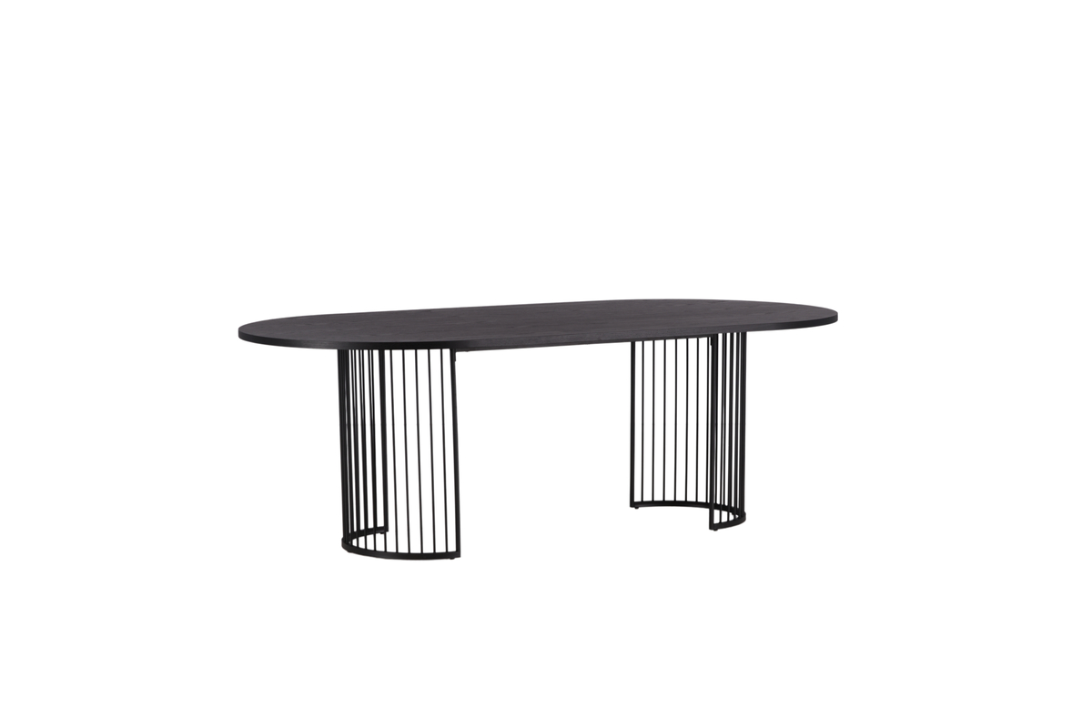 VIND COLLECTION Hamneskär spisebord, oval - sort finér og sort stål (220x110)