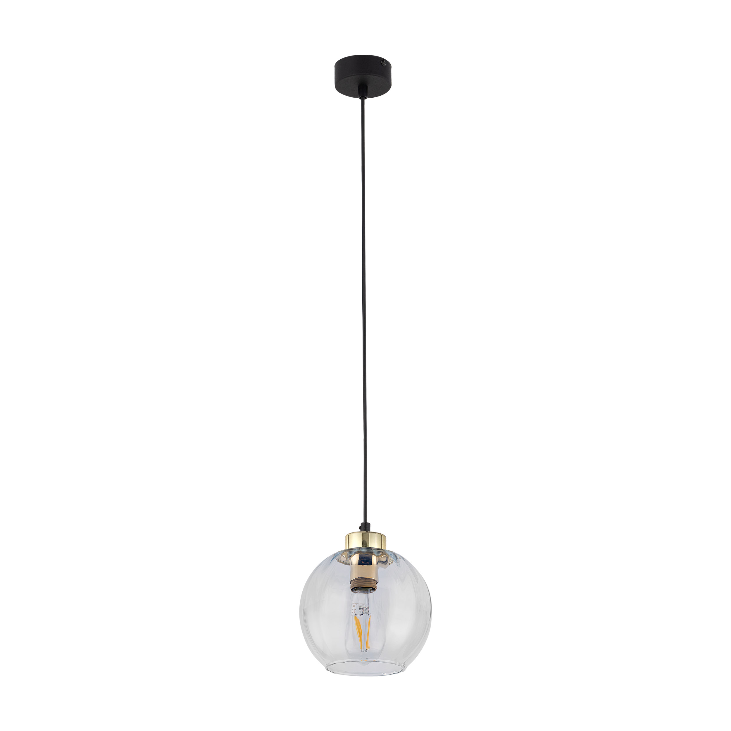 TK Devi loftlampe 180 - klar glas og sort metal
