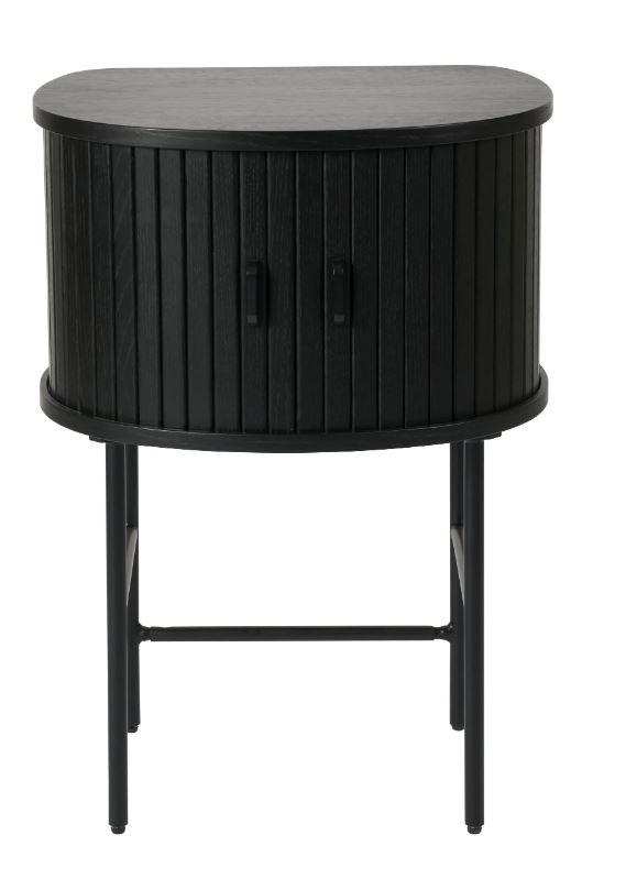 Nola Natbord M 2 Skydelåger Og 1 Hylde Sort Eg Og Sort Metal 50x40