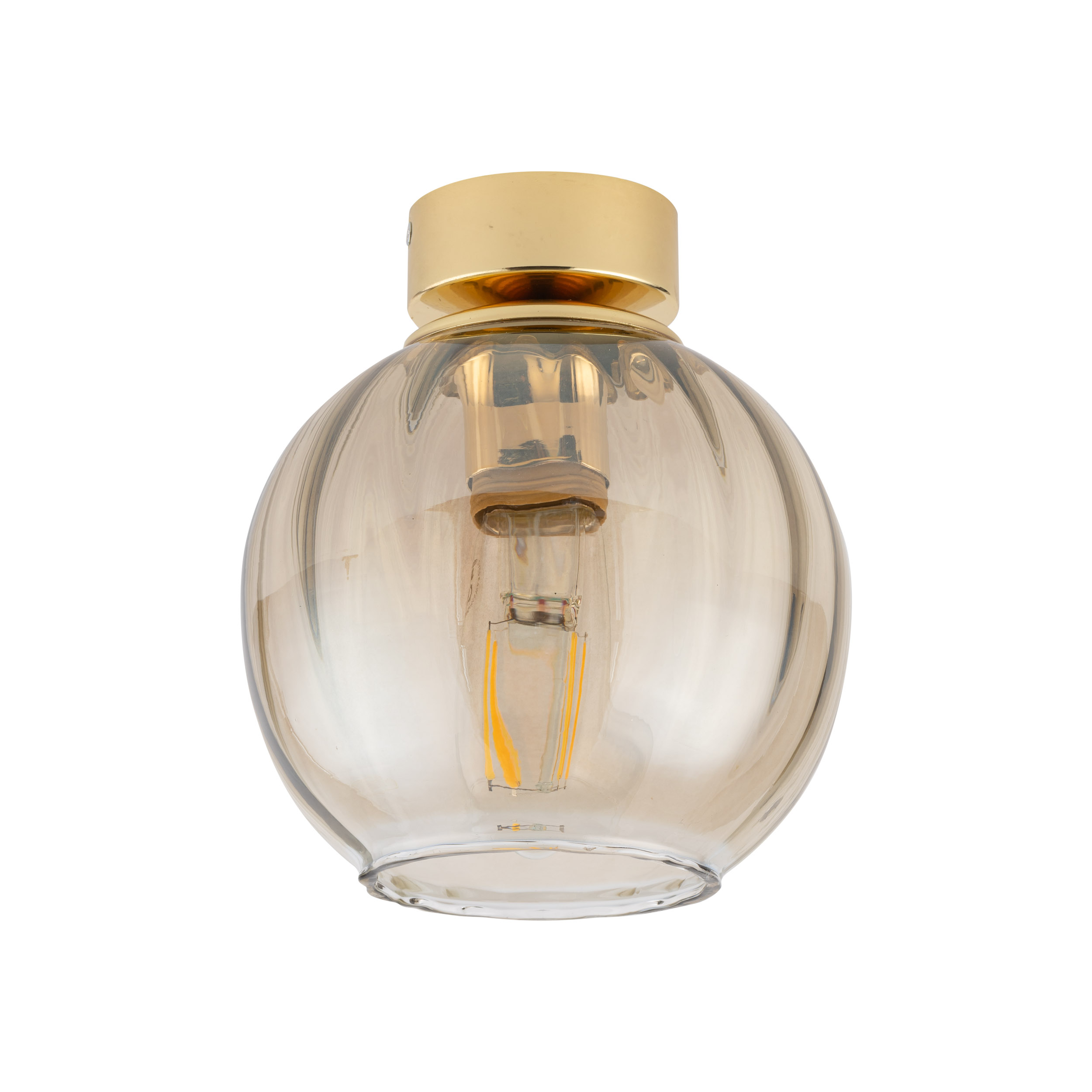 TK Devi loftlampe - rav glas og guld metal