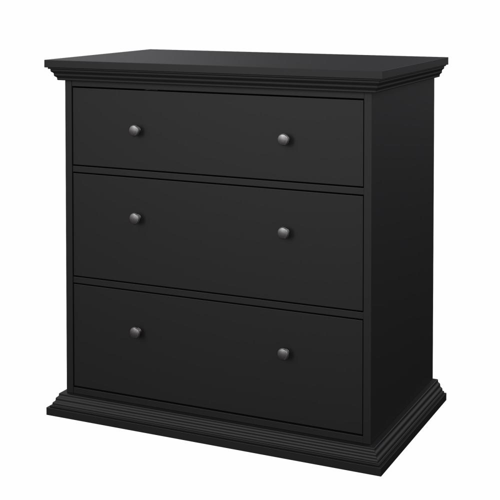 TVILUM North Chest med 3 skuffer, Matt Black, 86,3 x 51,6 x 88,2 cm