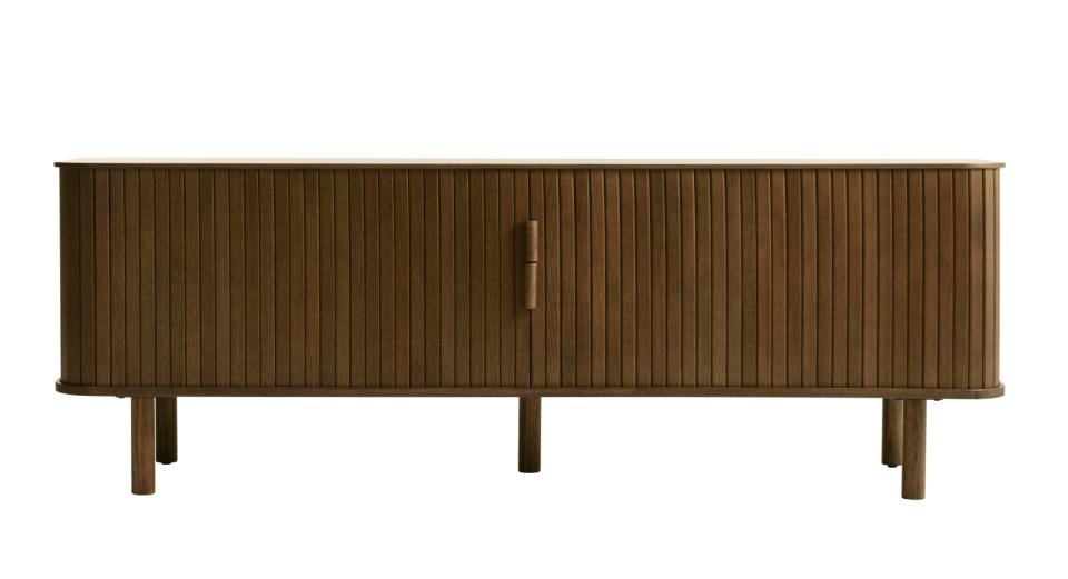 Cavo TV-bord, m. 2 skydelåger og 2 hylder – røgfarvet egetræsfinér og egetræ (160×40) Cavo TV-bord, m. 2 skydelåger og 2 hylder – røgfarvet egetræsfinér og egetræ (160×40)