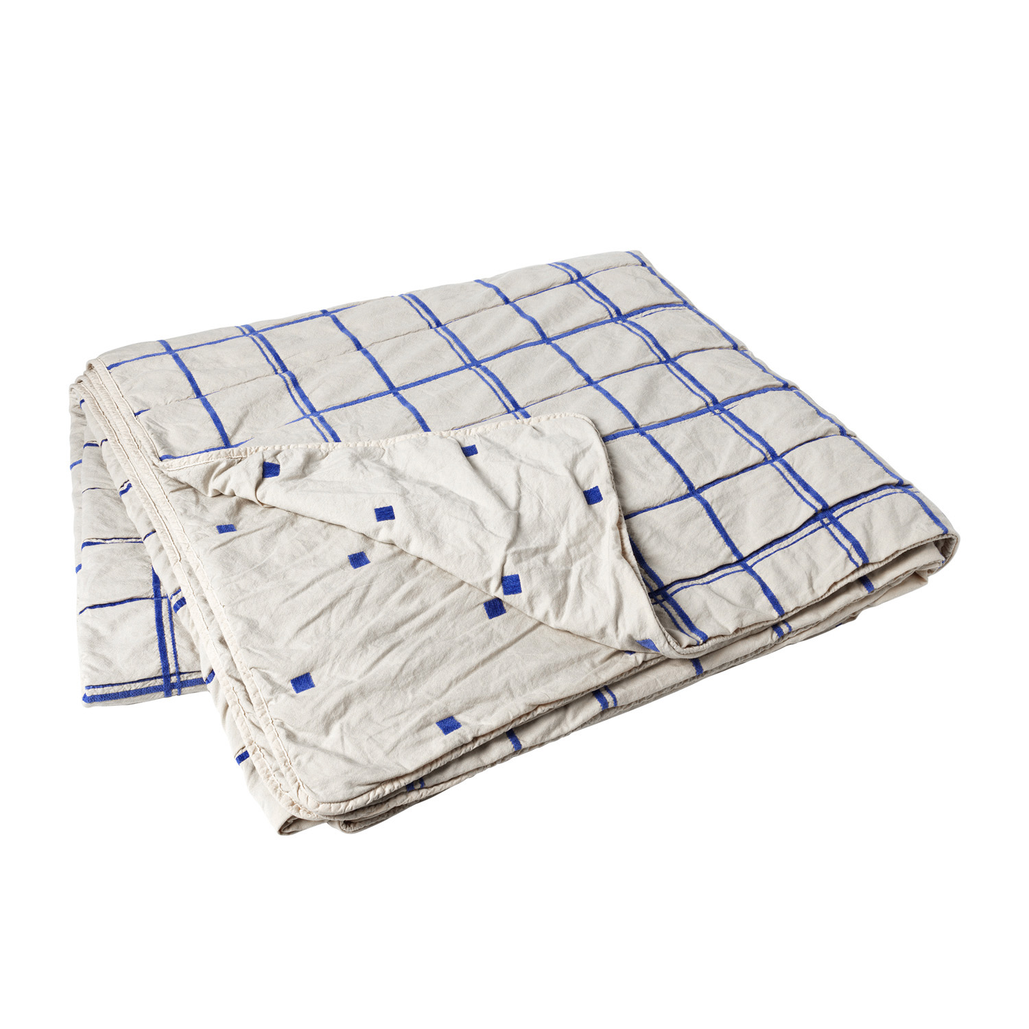 BROSTE COPENHAGEN Tove sengetæppe, rektangulær - blå bomuld (240x260)