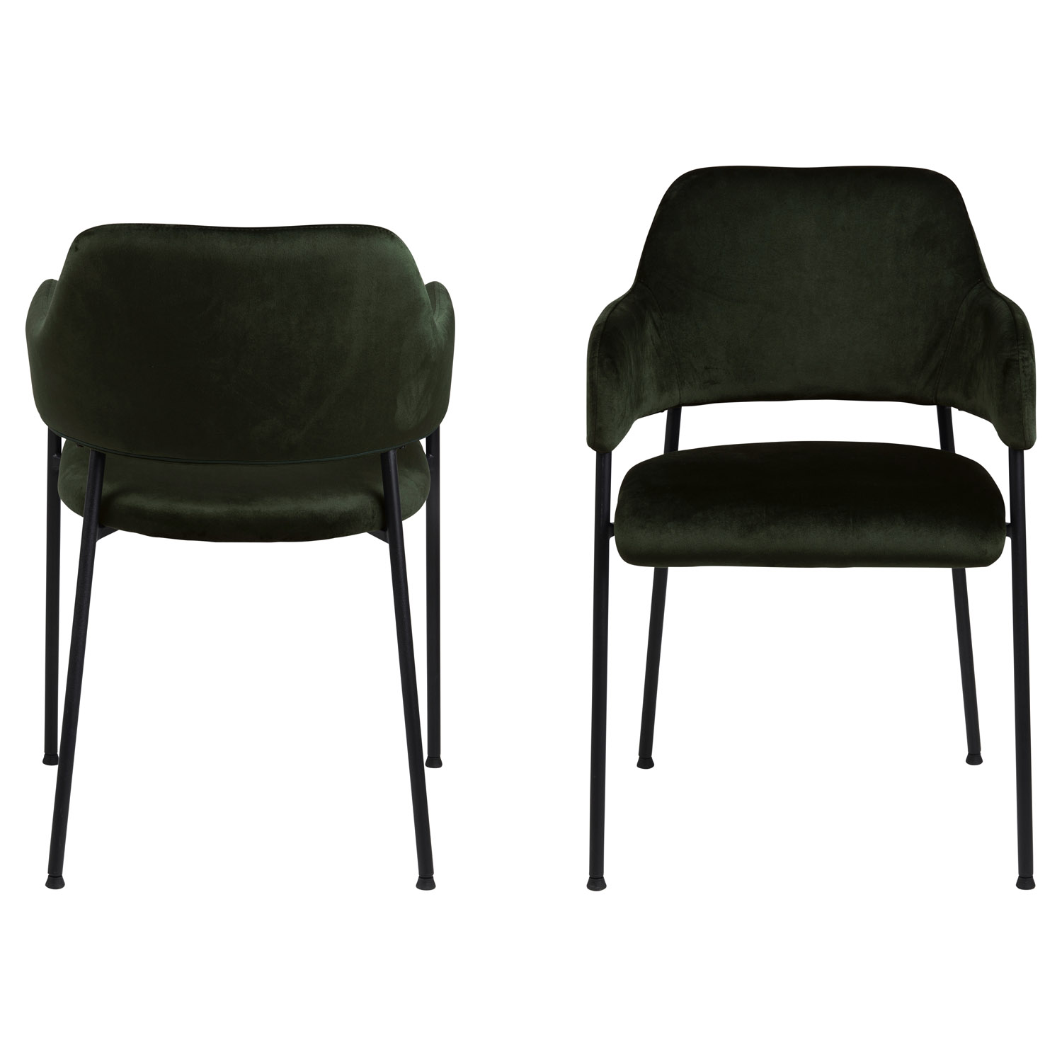 ACT NORDIC Lima spisebordsstol, m. armlæn - olivengrøn polyester og sort metal