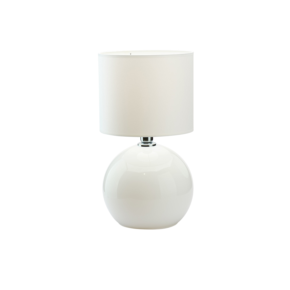 TK Palla bordlampe, Lille - hvid stof og hvid glas