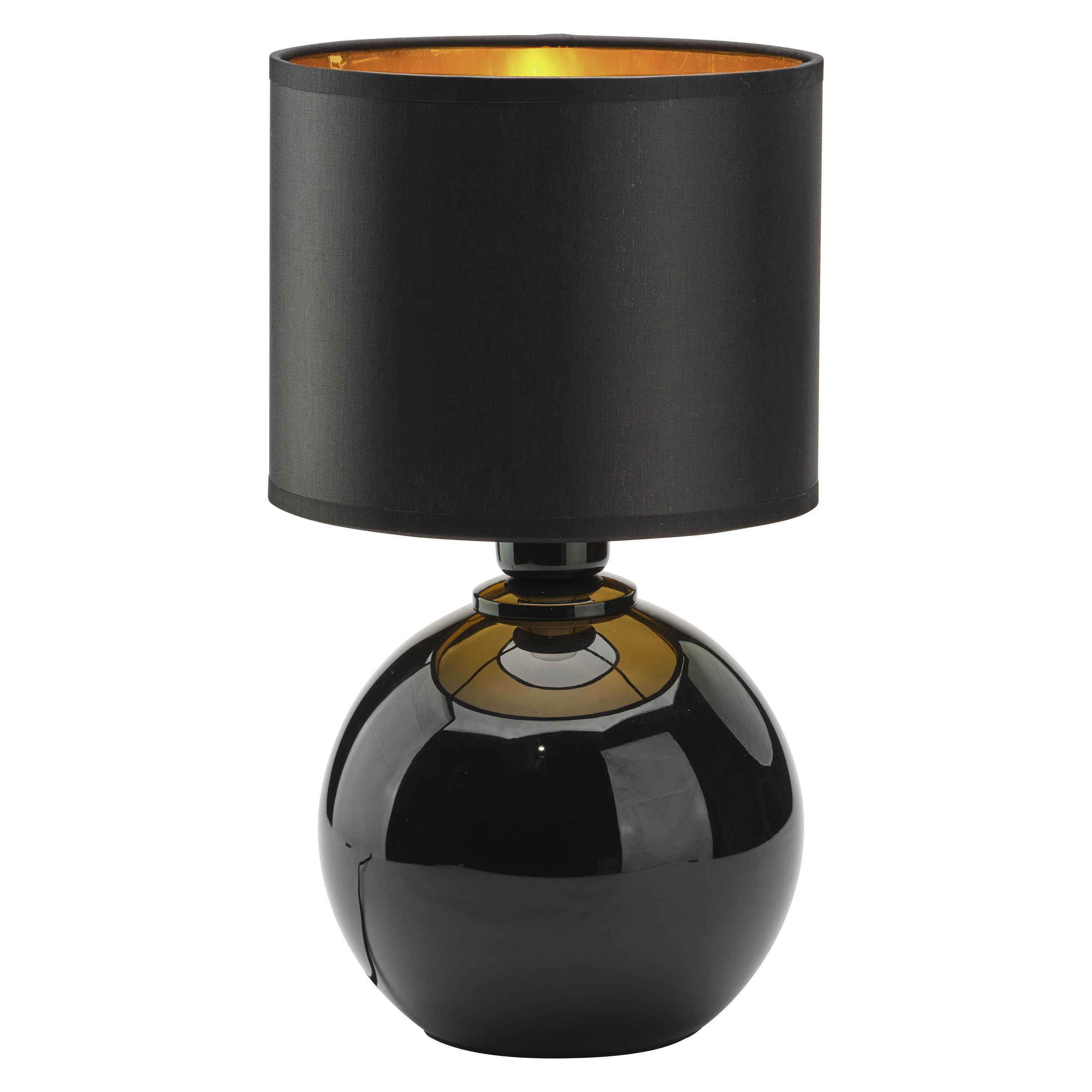TK Palla bordlampe, Lille - guld, sort stof og sort glas