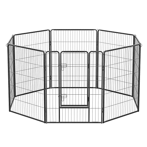 FEANDREA 8-panels kravlegård til kæledyr, kraftig hundekabine, 77 x 100 cm, grå PPK81G