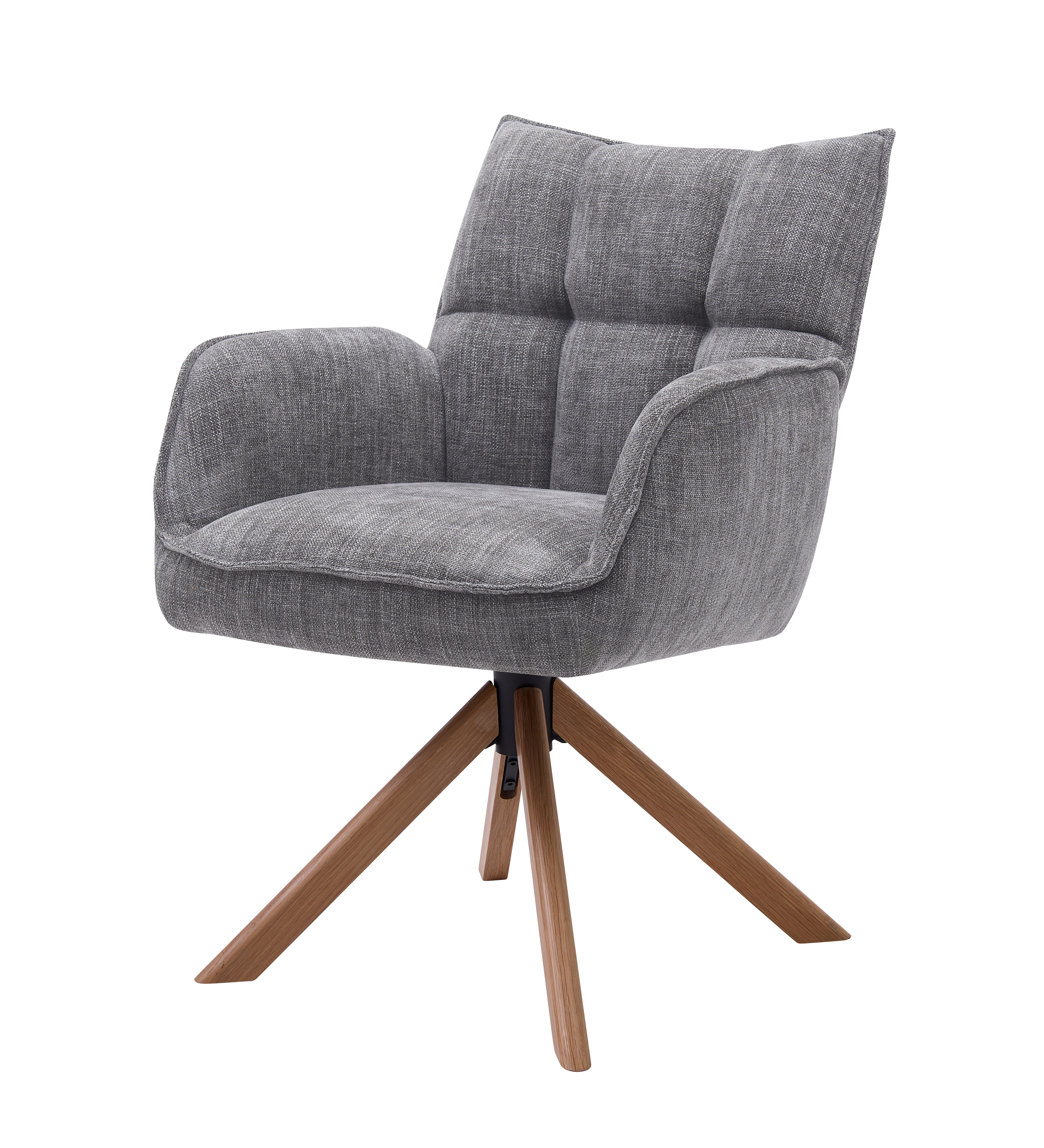 Marilla Select drejestol, m. armlæn - grafit grå polyester og egetræ