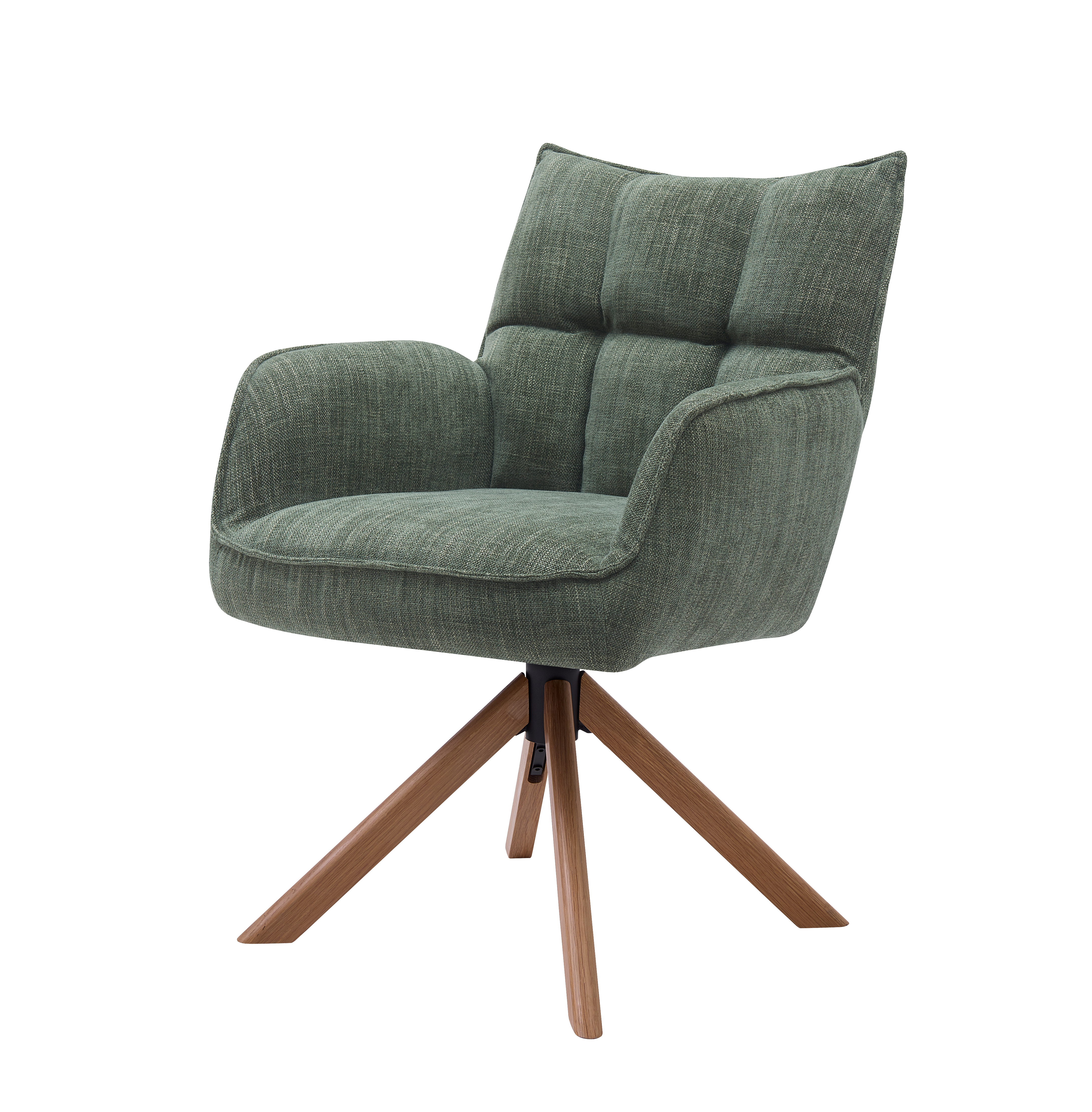 Marilla Select drejestol, m. armlæn - skovgrøn polyester og egetræ