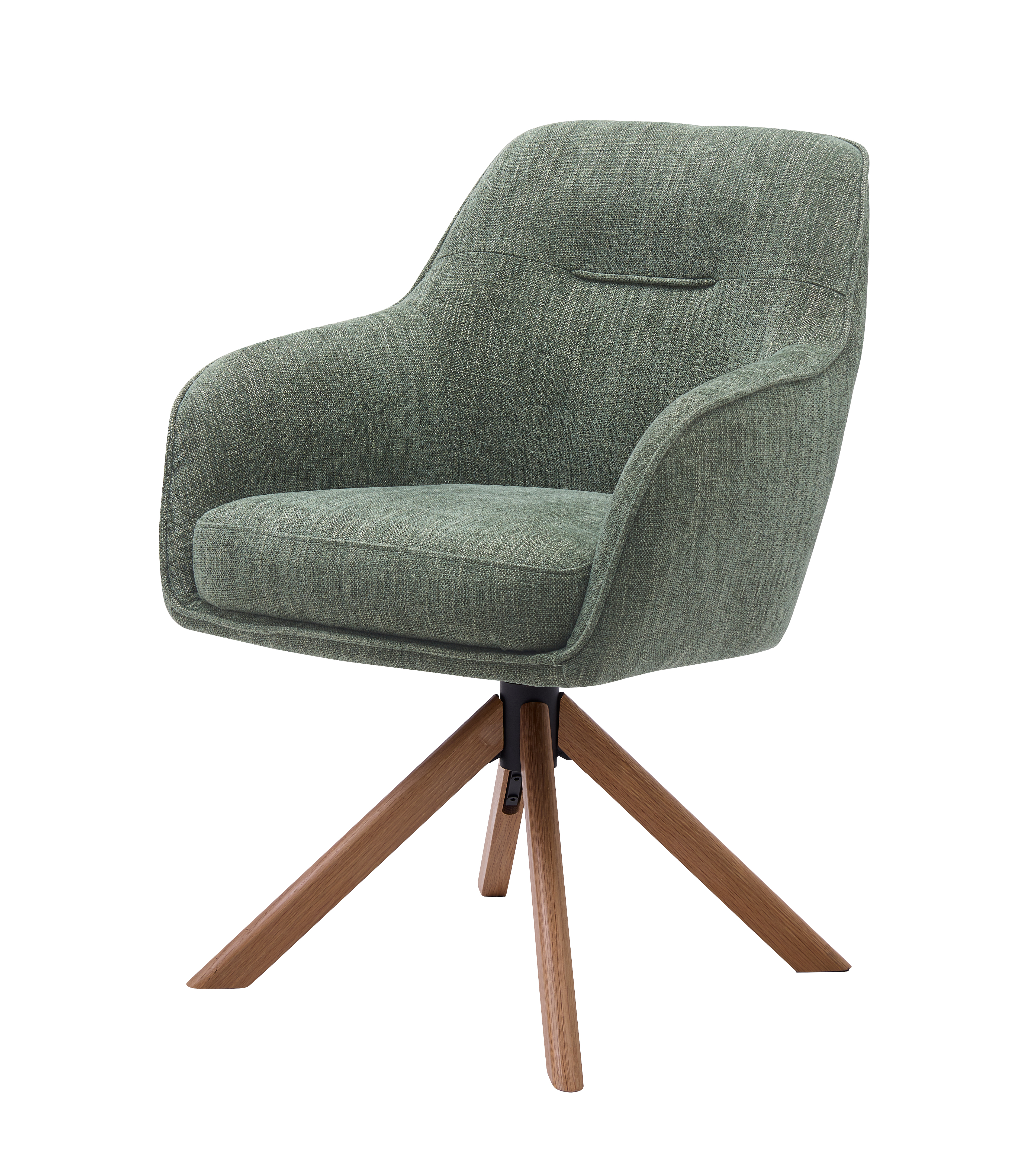 Avola Select drejestol, m. armlæn - skovgrøn polyester og egetræ