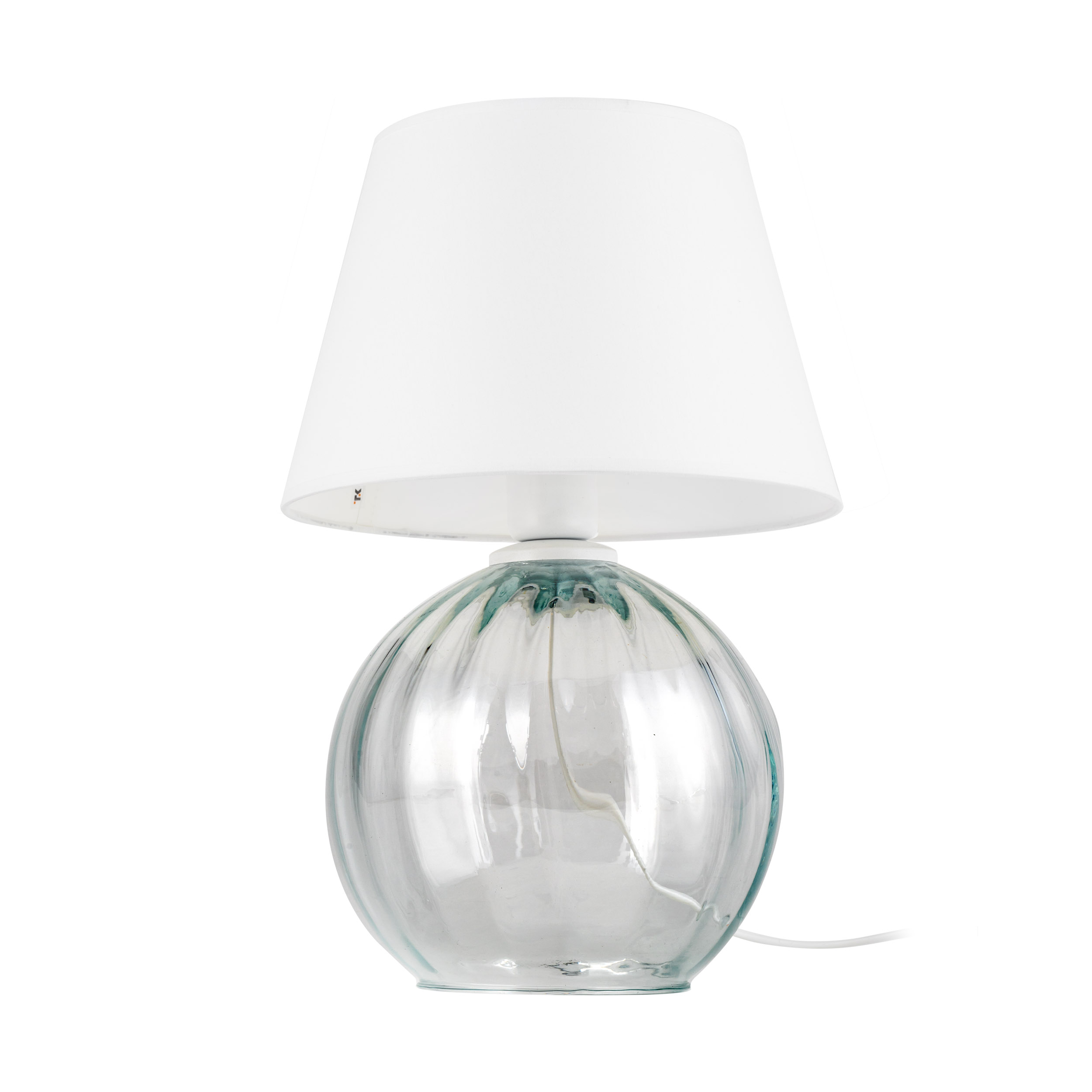 TK Aurea bordlampe - hvid stof og klar glas