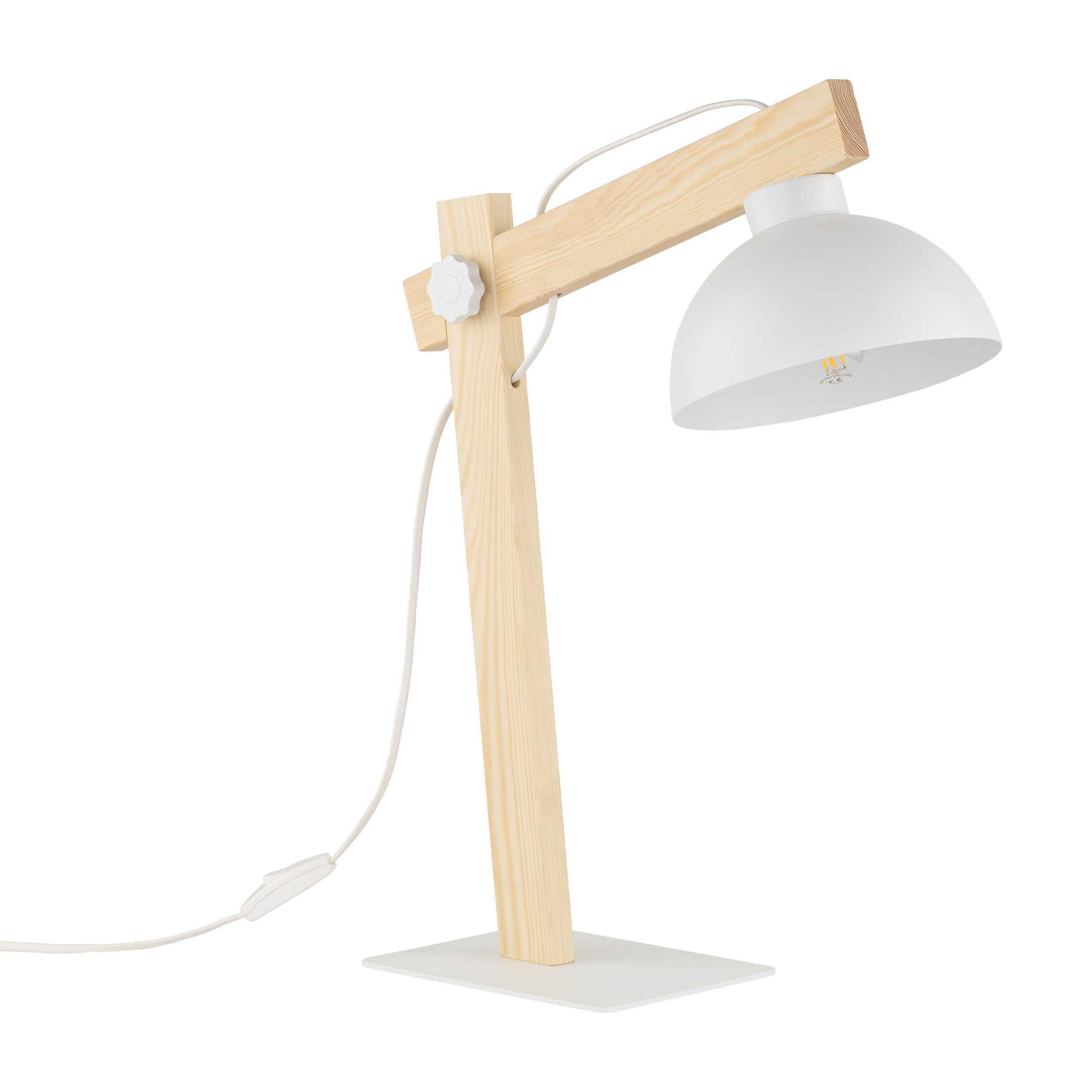 TK Oslo bordlampe - hvid metal og træ