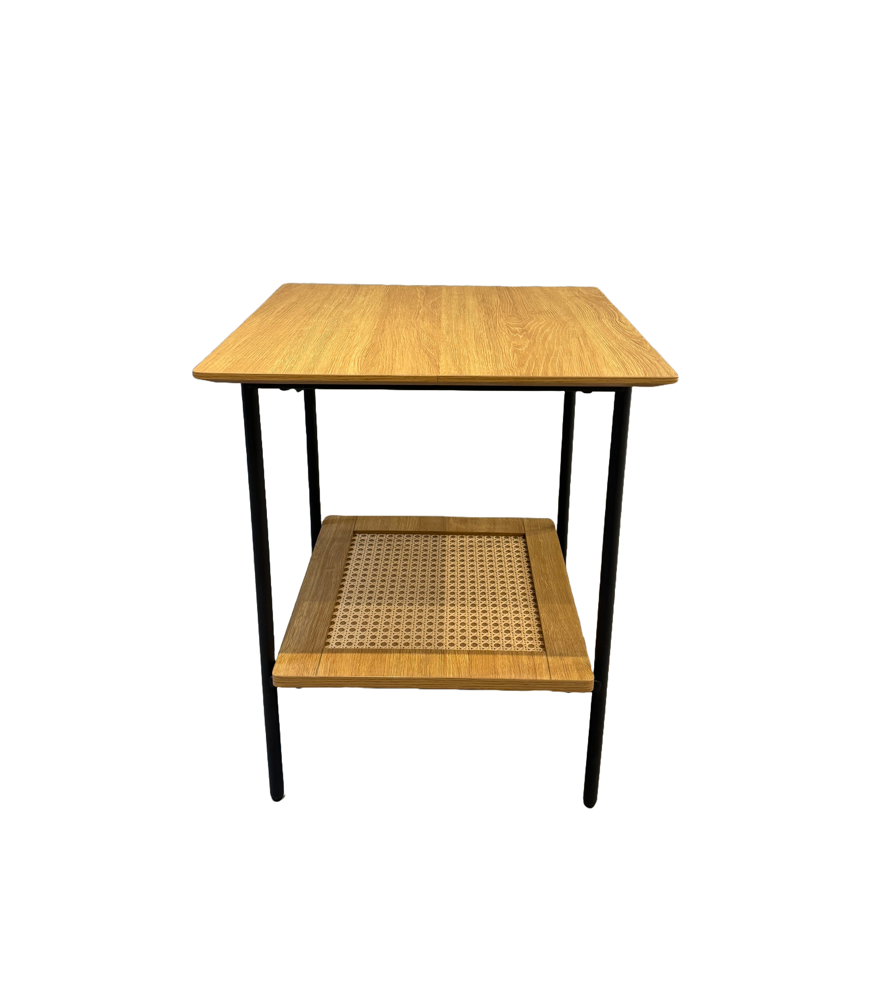 Pensacola sidebord, m. 1 hylde, kvadratisk - natur eg melamin og natur polyrattan (45X45)