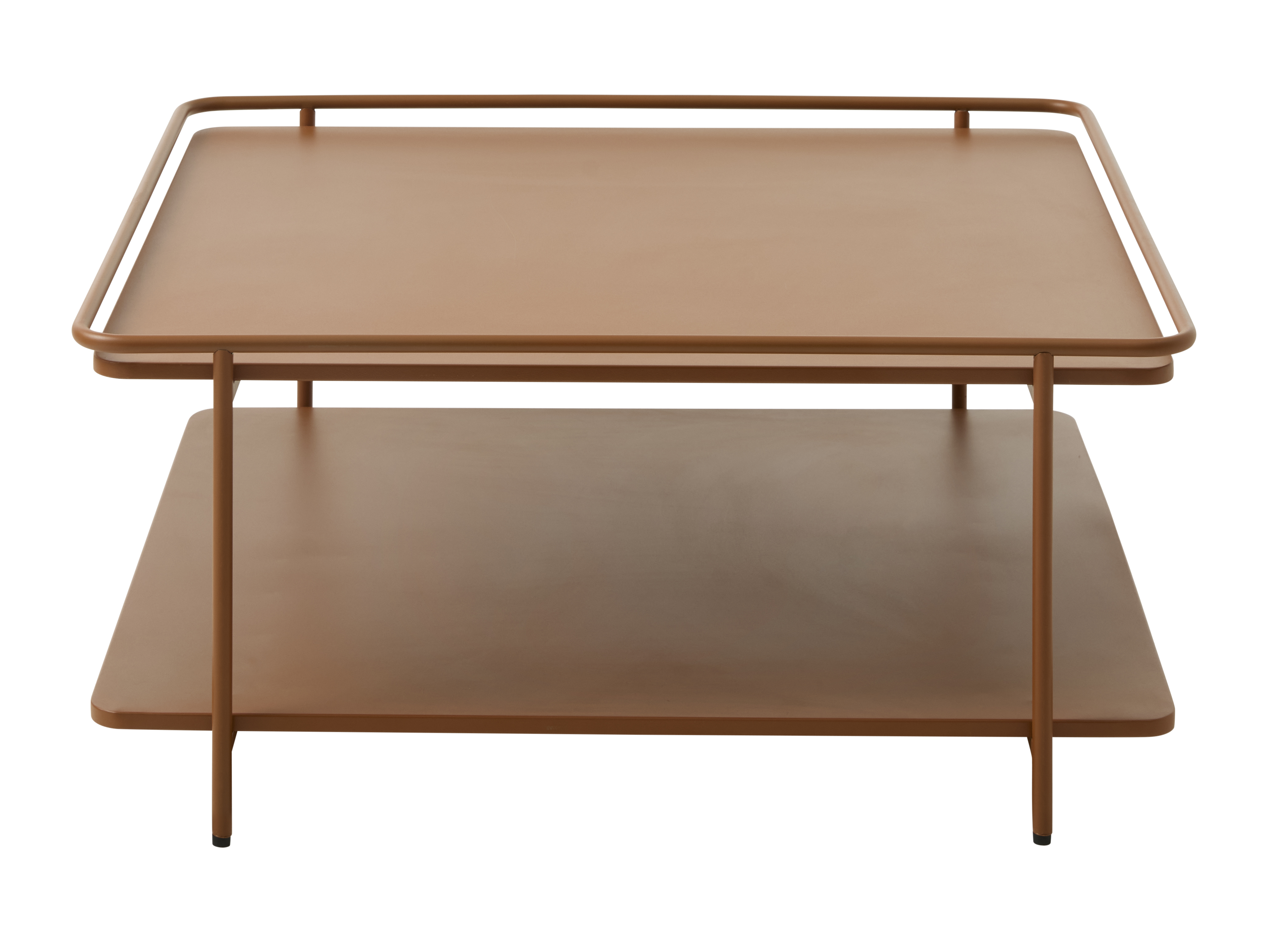 Yuba sofabord, m. 1 hylde, kvadratisk - terracotta metal (75x75)