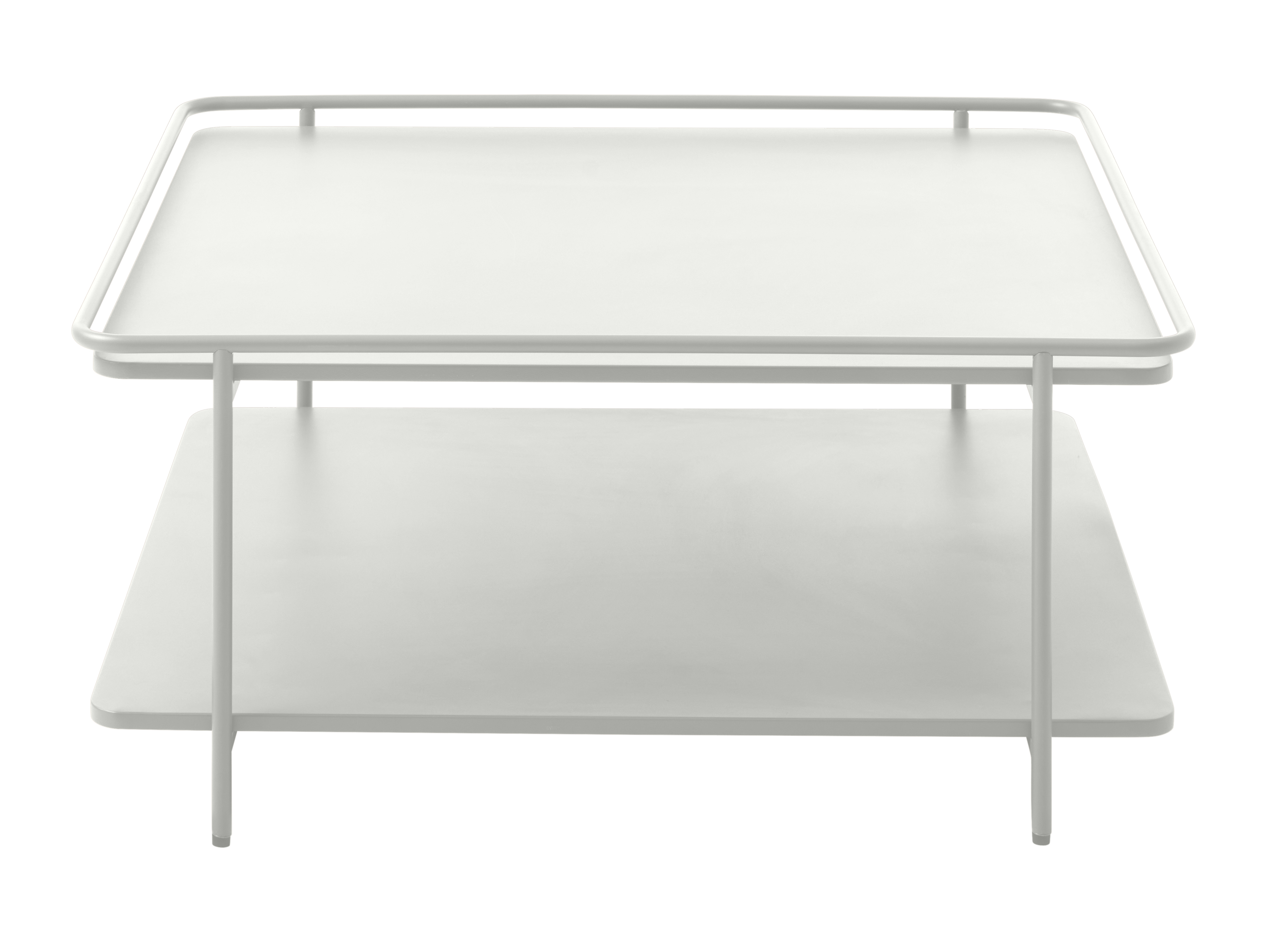 Yuba sofabord, m. 1 hylde, kvadratisk - hør farvet metal (75x75)