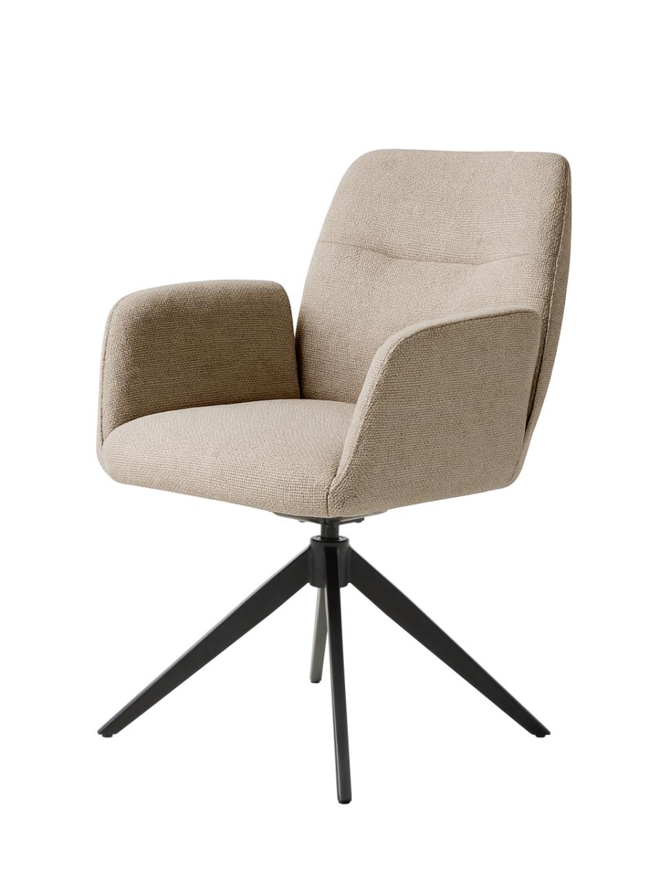 Roxana drejestol, m. armlæn - taupe stof og sort stål