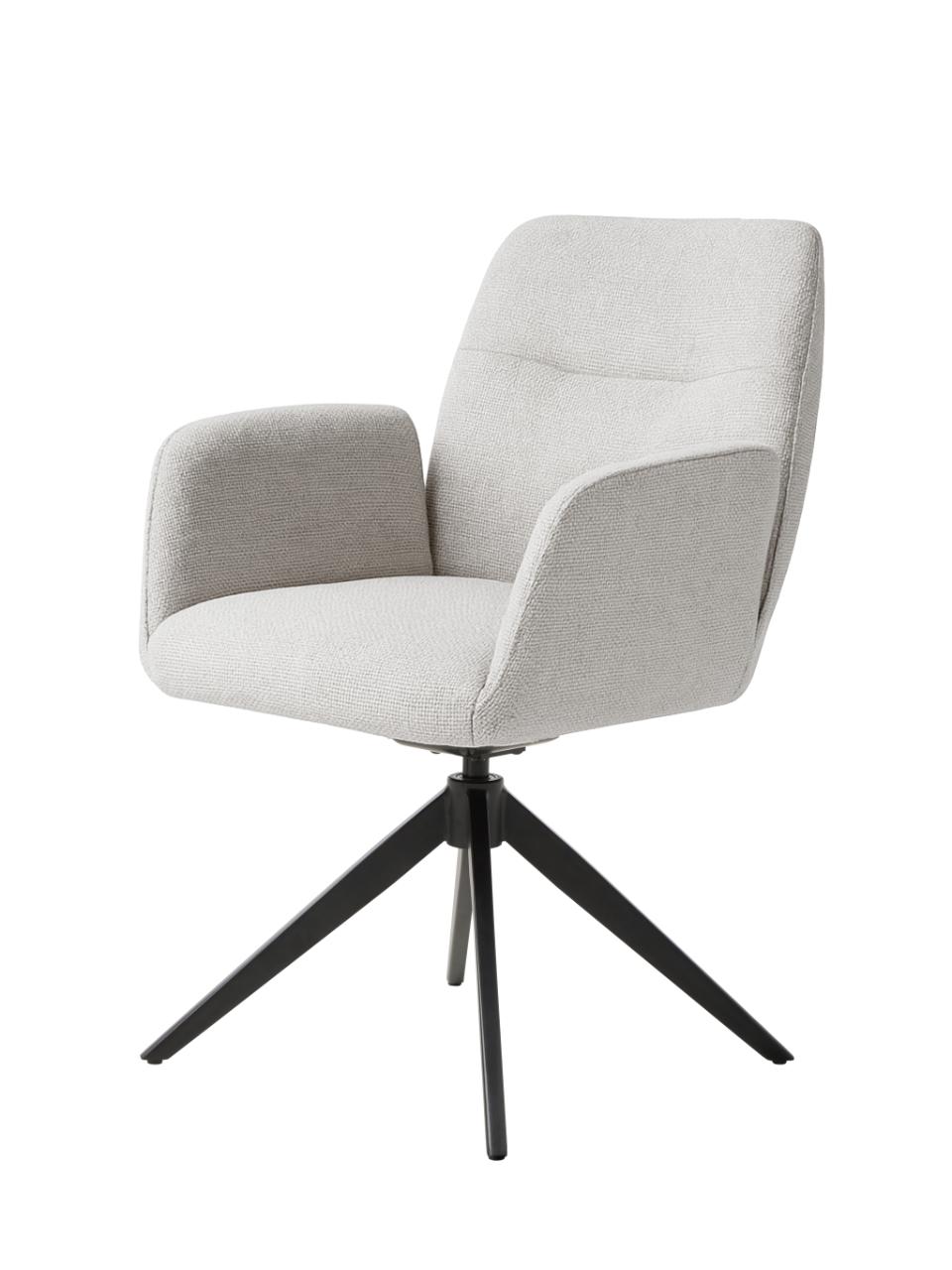 Roxana drejestol, m. armlæn - lysegrå stof og sort stål