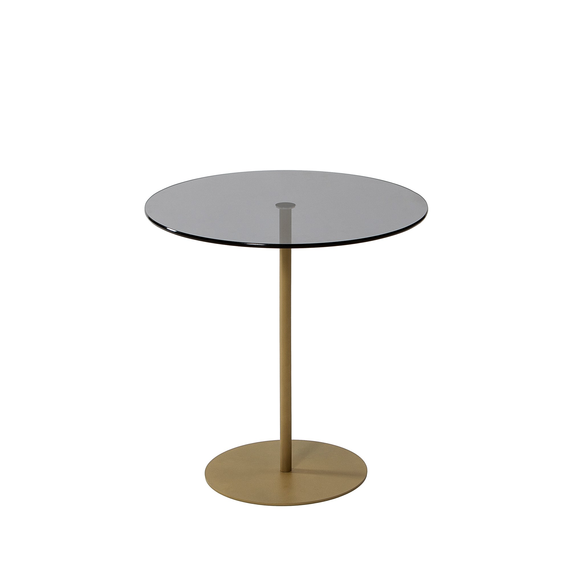 NORDVÄRK Chill sidebord, rund - mørkegrå glas og guld metal (Ø50)
