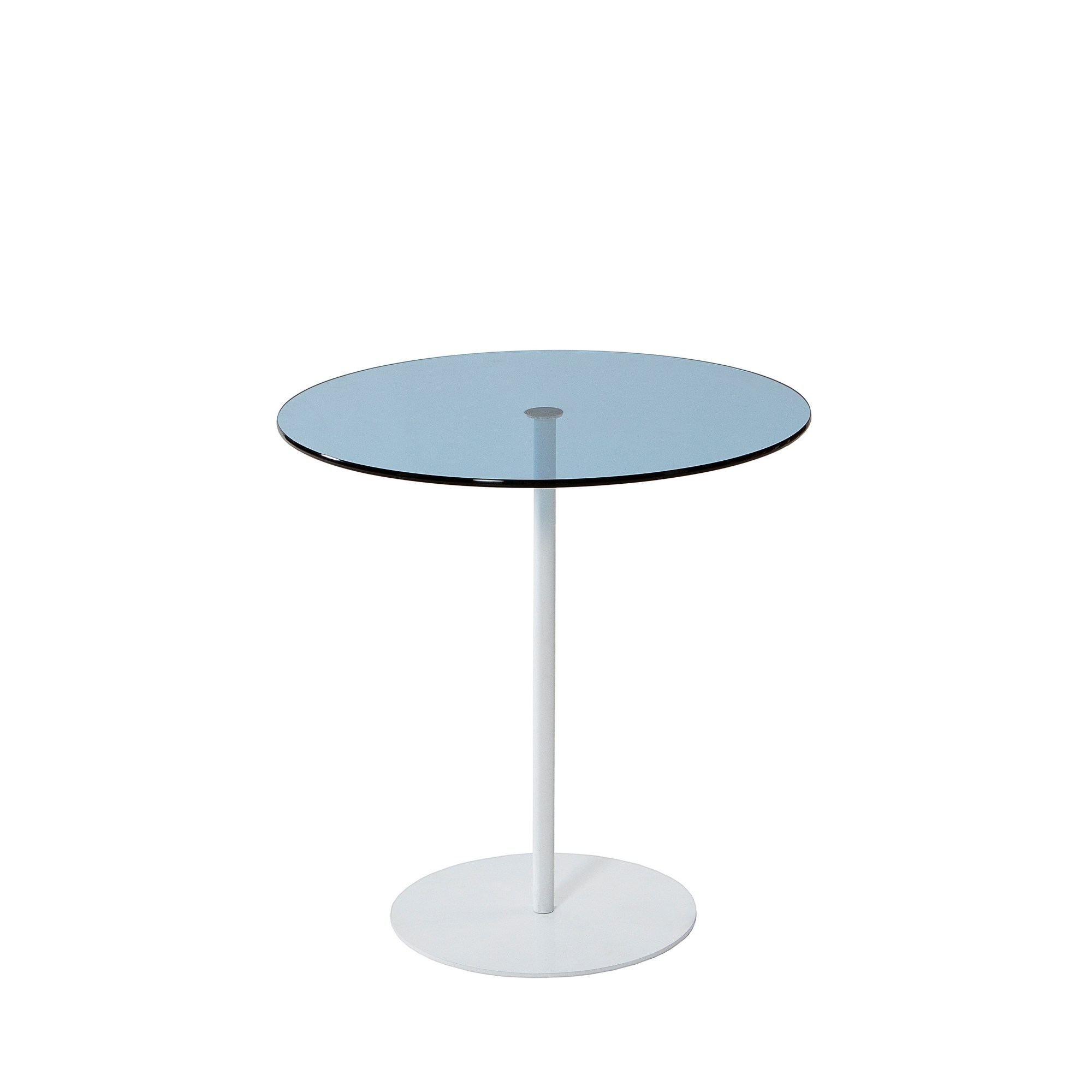 NORDVÄRK Chill sidebord, rund - blå glas og hvid metal (Ø50)