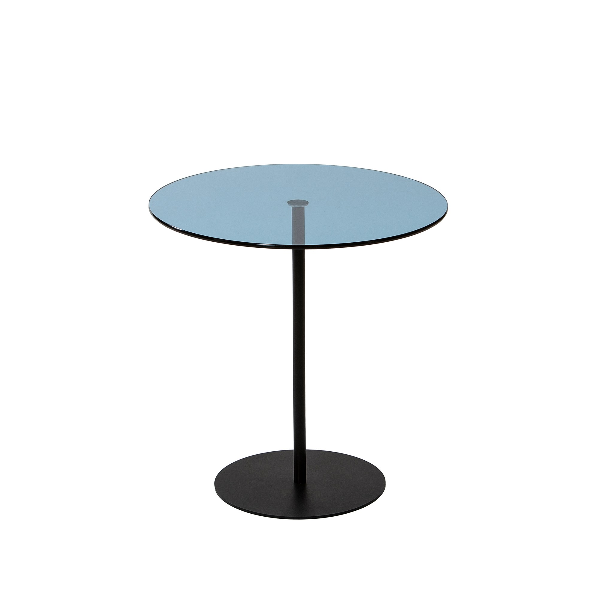 NORDVÄRK Chill sidebord, rund - blå glas og sort metal (Ø50)
