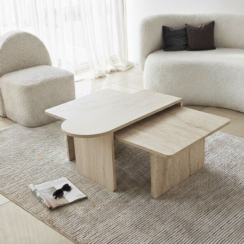 NORDV&AumlRK Paris - Brons, Travertin soffbordsset