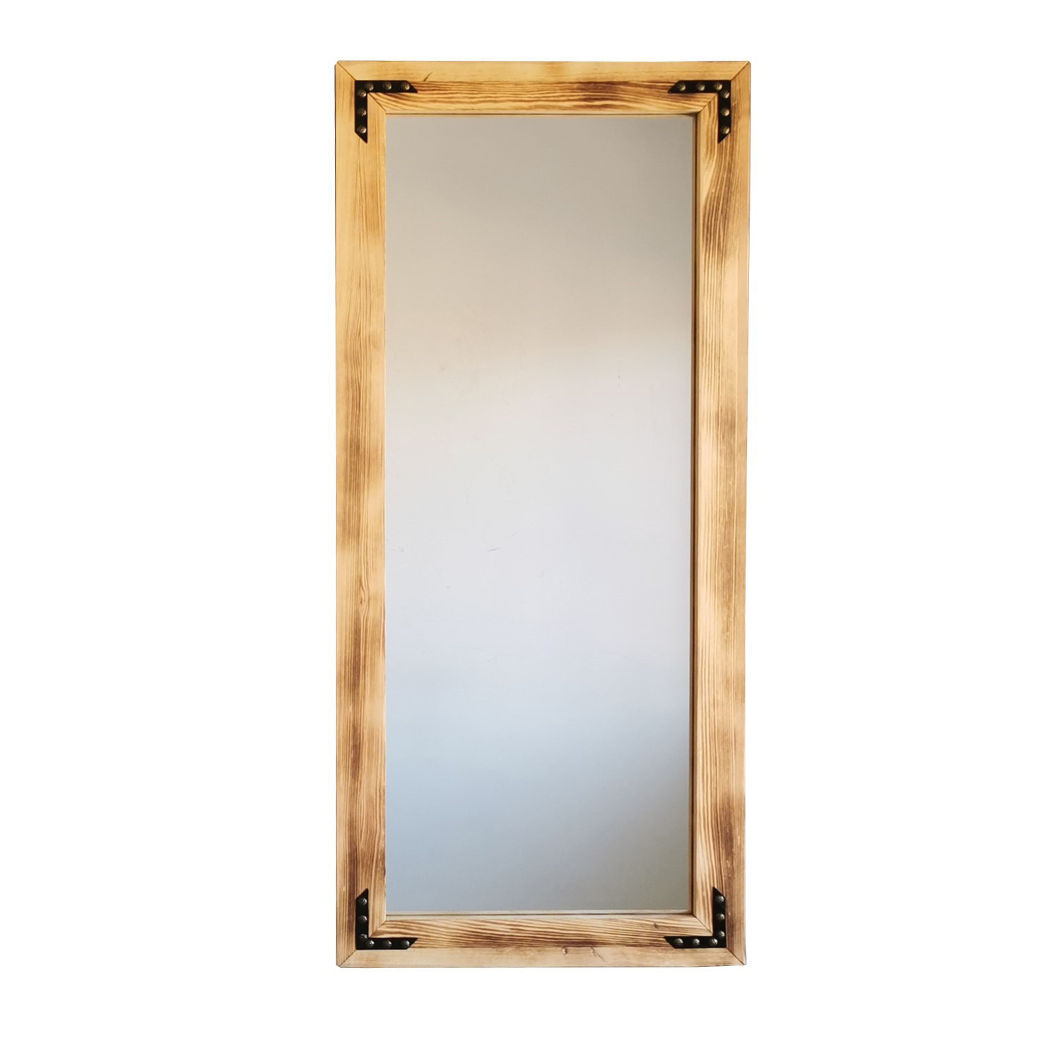 NORDVÄRK 50110 vægspejl, rektangulær - spejlglas og valnøddefarvet fyrretræ (50x110)