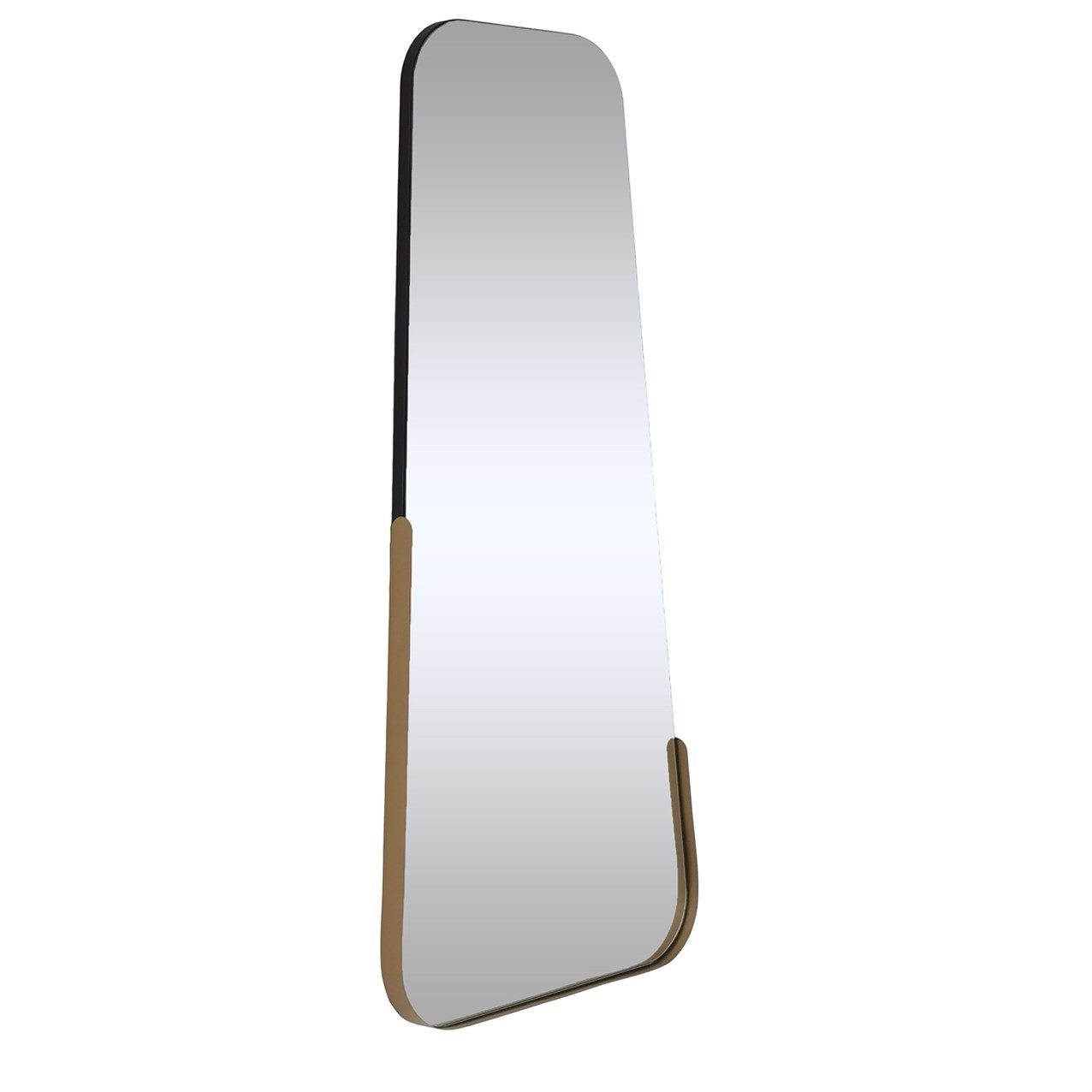 NORDVÄRK Smooth vægspejl, rektangulær - spejlglas og guld metal (130x60)