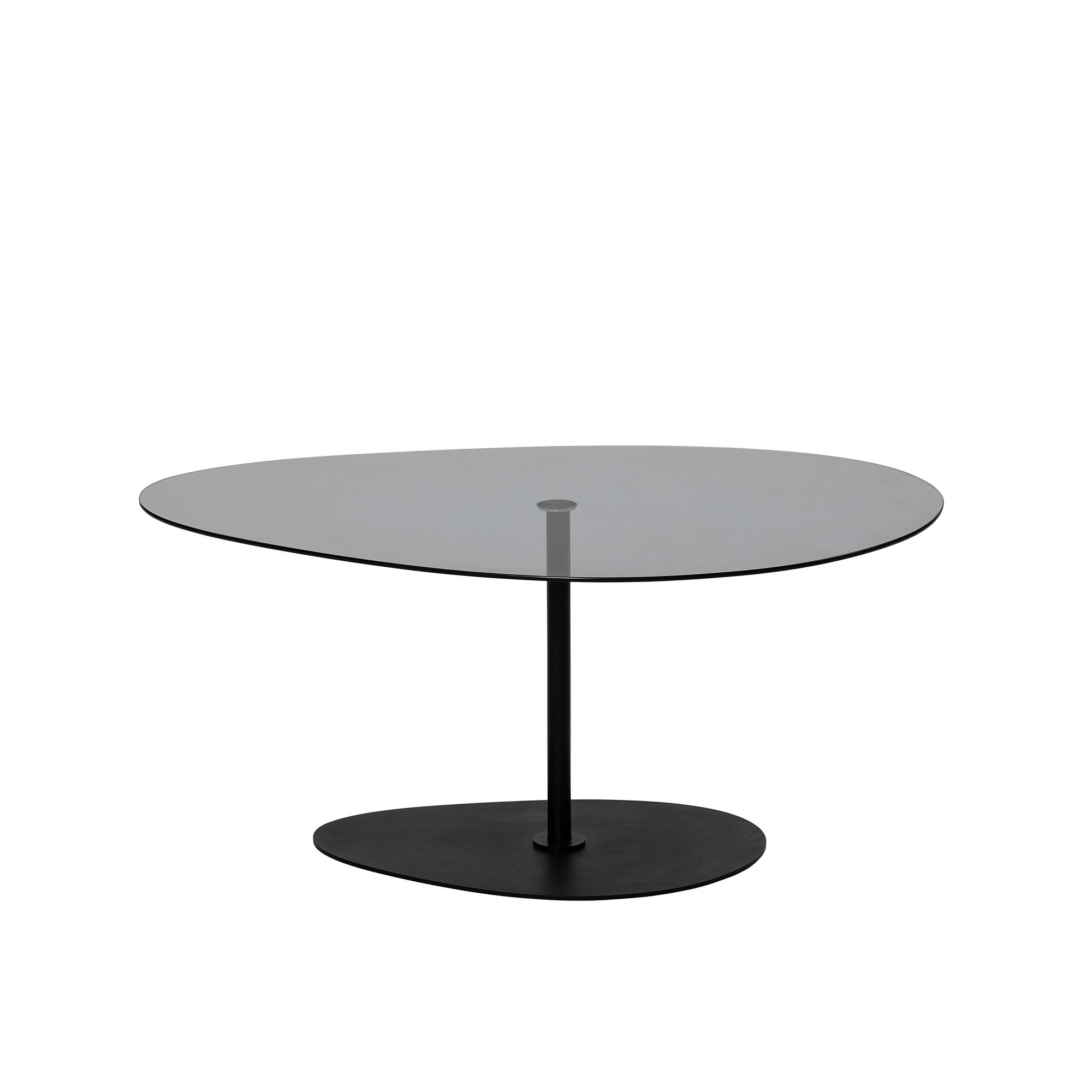 NORDVÄRK Porto sofabord, organisk - mørkegrå glas og sort metal (90x60)