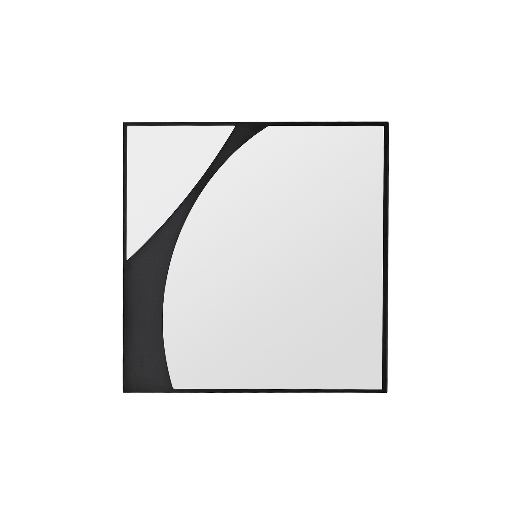 NORDVÄRK Abstract vægspejl, kvadratisk - spejlglas og sort melamin (70x70)
