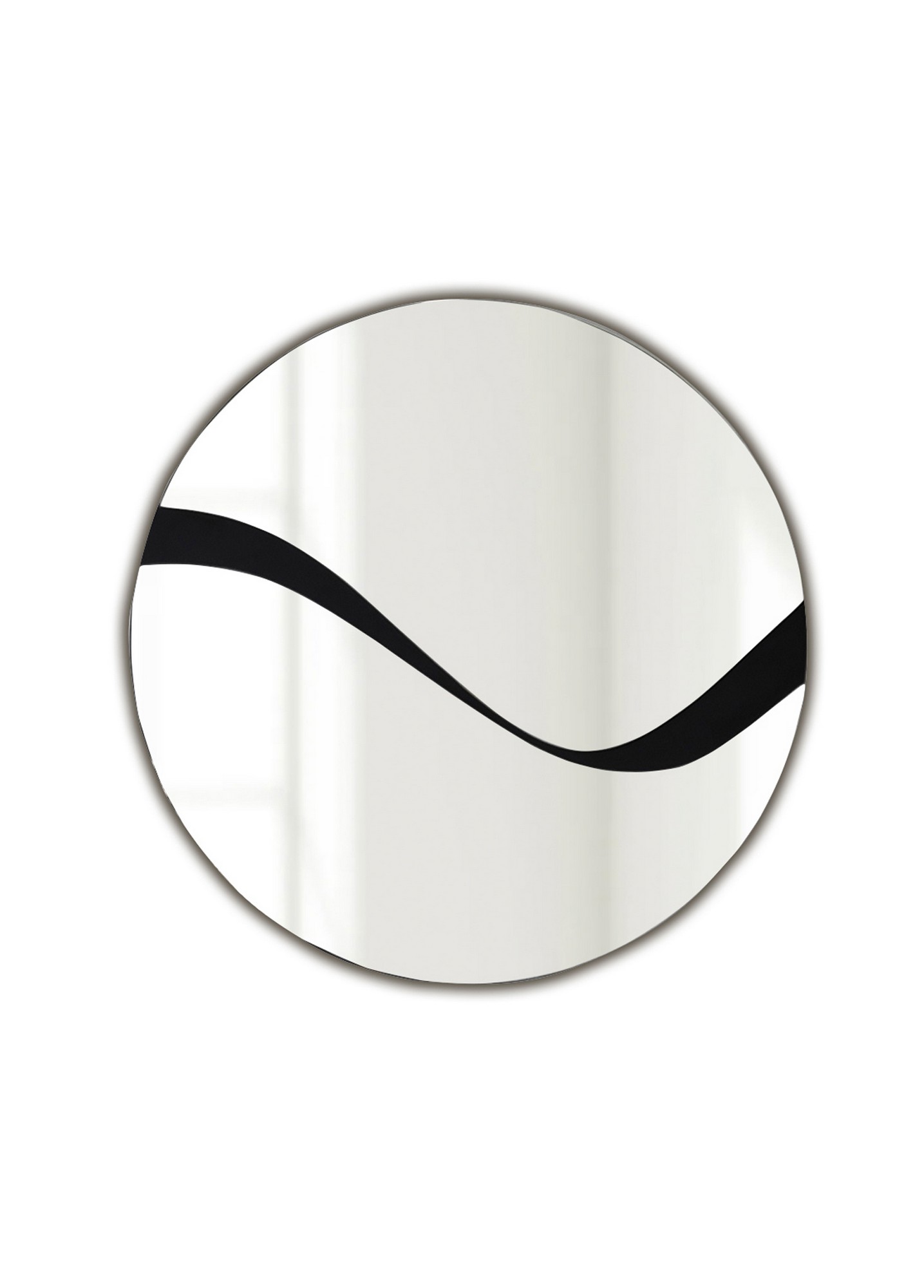 NORDVÄRK Abstract vægspejl, rund - spejlglas og sort melamin (Ø70)