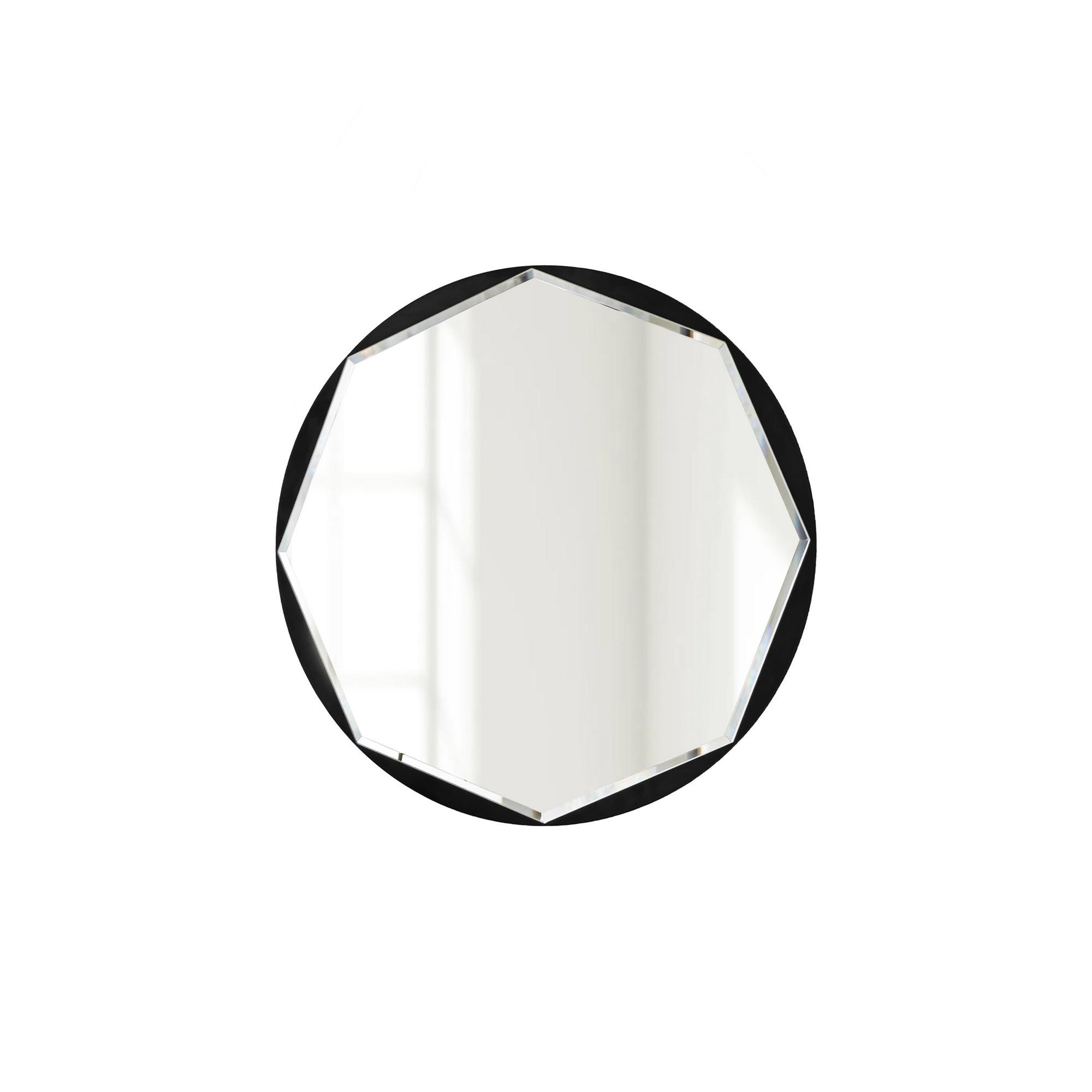NORDVÄRK Stella vægspejl, ottekantet - spejlglas og sort melamin (Ø60)
