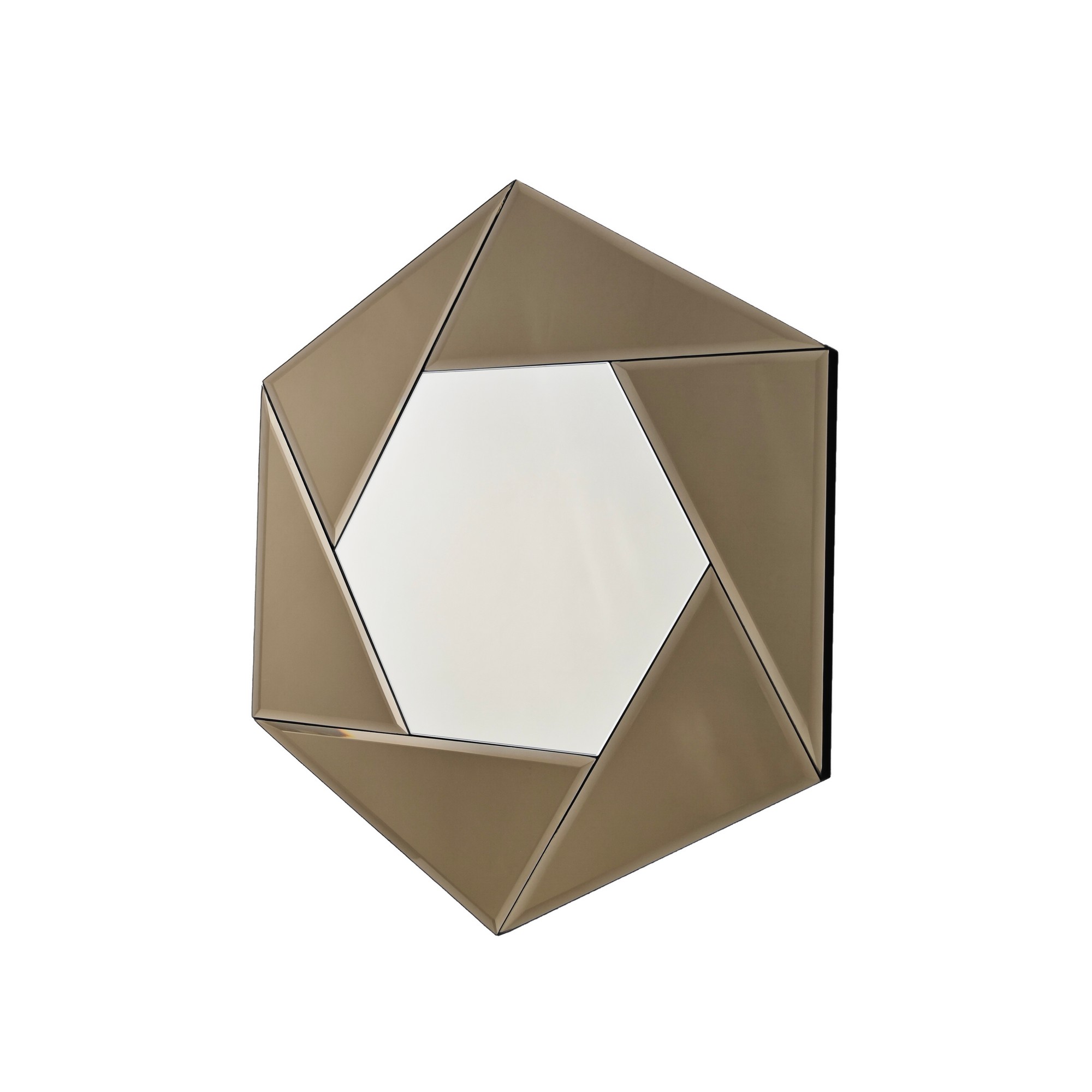 NORDVÄRK Status vægspejl, sekskantet - spejlglas og bronze melamin (60x70)