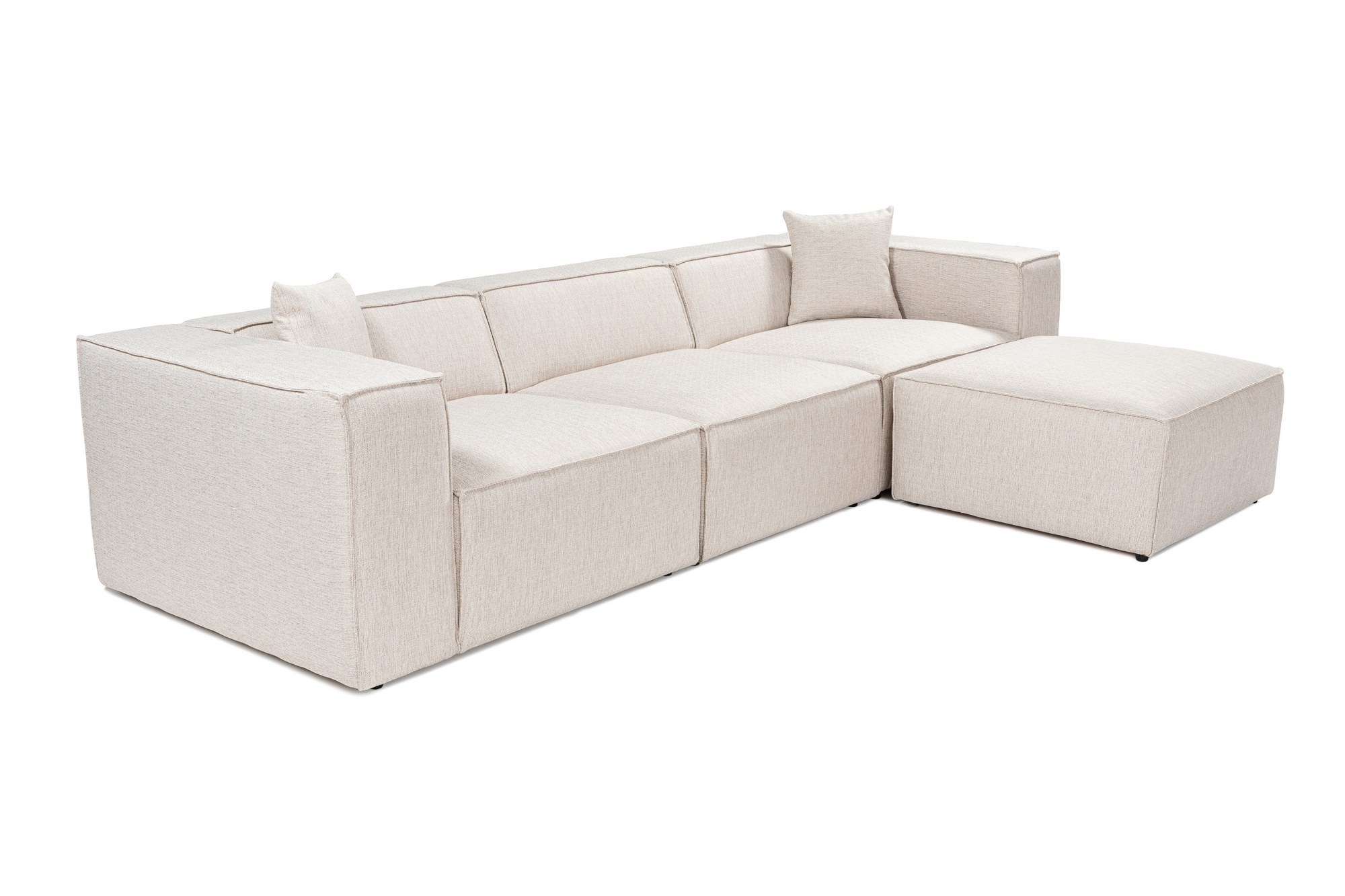 NORDVÄRK Lora (L1-O1-1R-POUFFE ) hjørnesofa - lysebrun stof