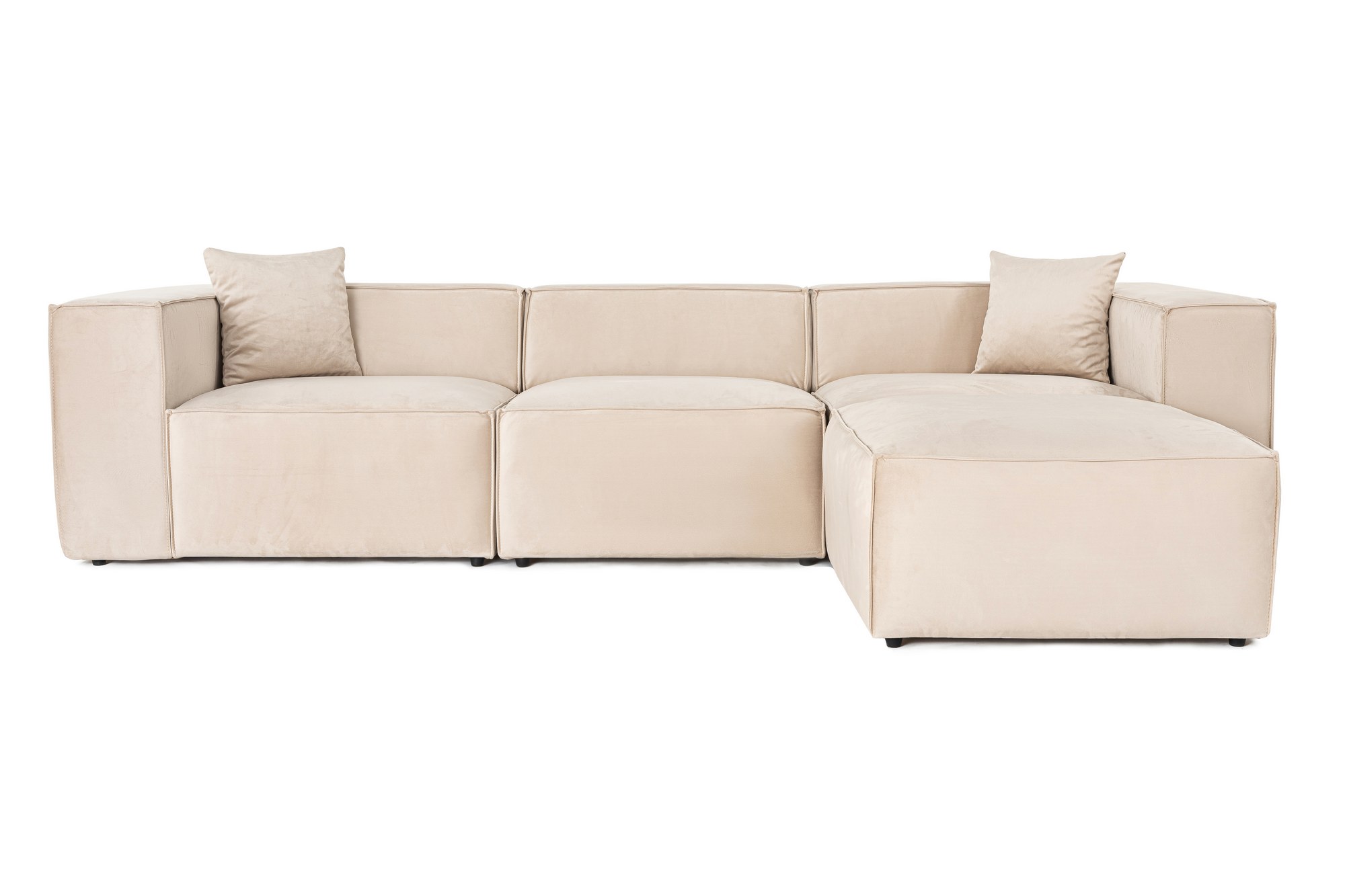 NORDVÉRK Lora (L1-O1-1R-POUFFE ) – Kremfarget hjørnesofa