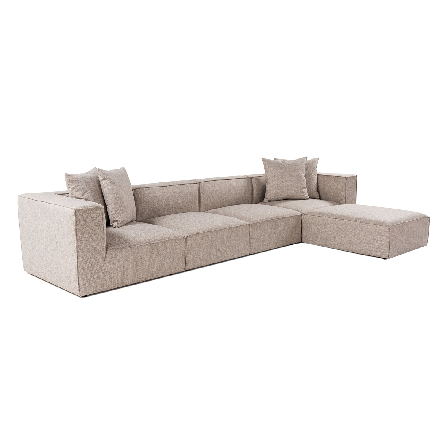 NORDVÉRK Sora (L1-O1-O1-1R-POUFFE ) – Sandbeige hörnsoffa