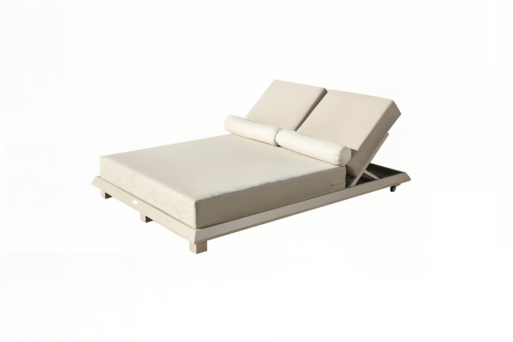 NORDVÄRK Hera udendørs dobbelt solseng, m. beige hynde - beige aluminium (212x150)