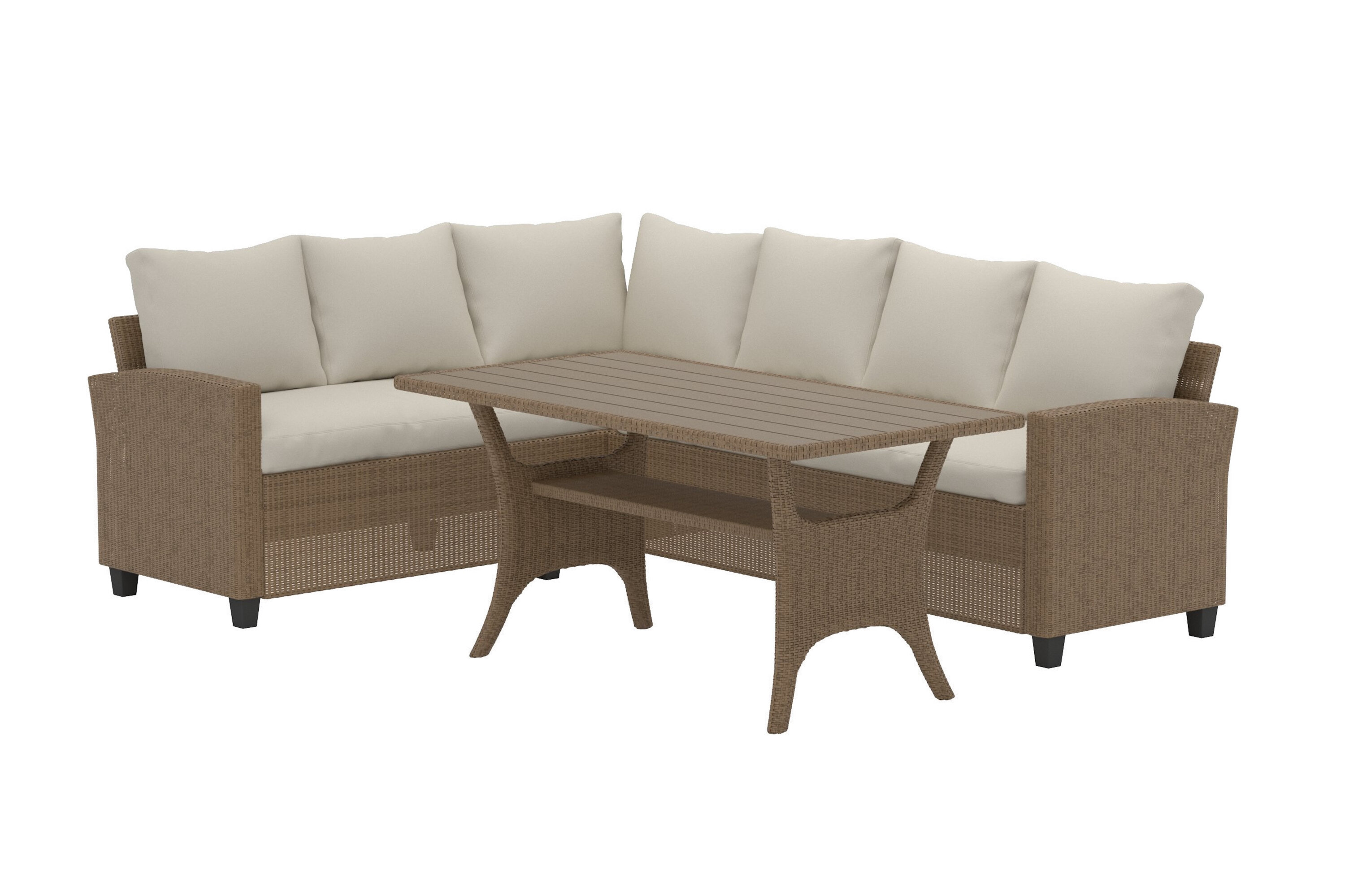 VENTURE HOME Brentwood hjørnesofasæt, m. 1 sofa og 1 bord - beige polyester og beige aintwood