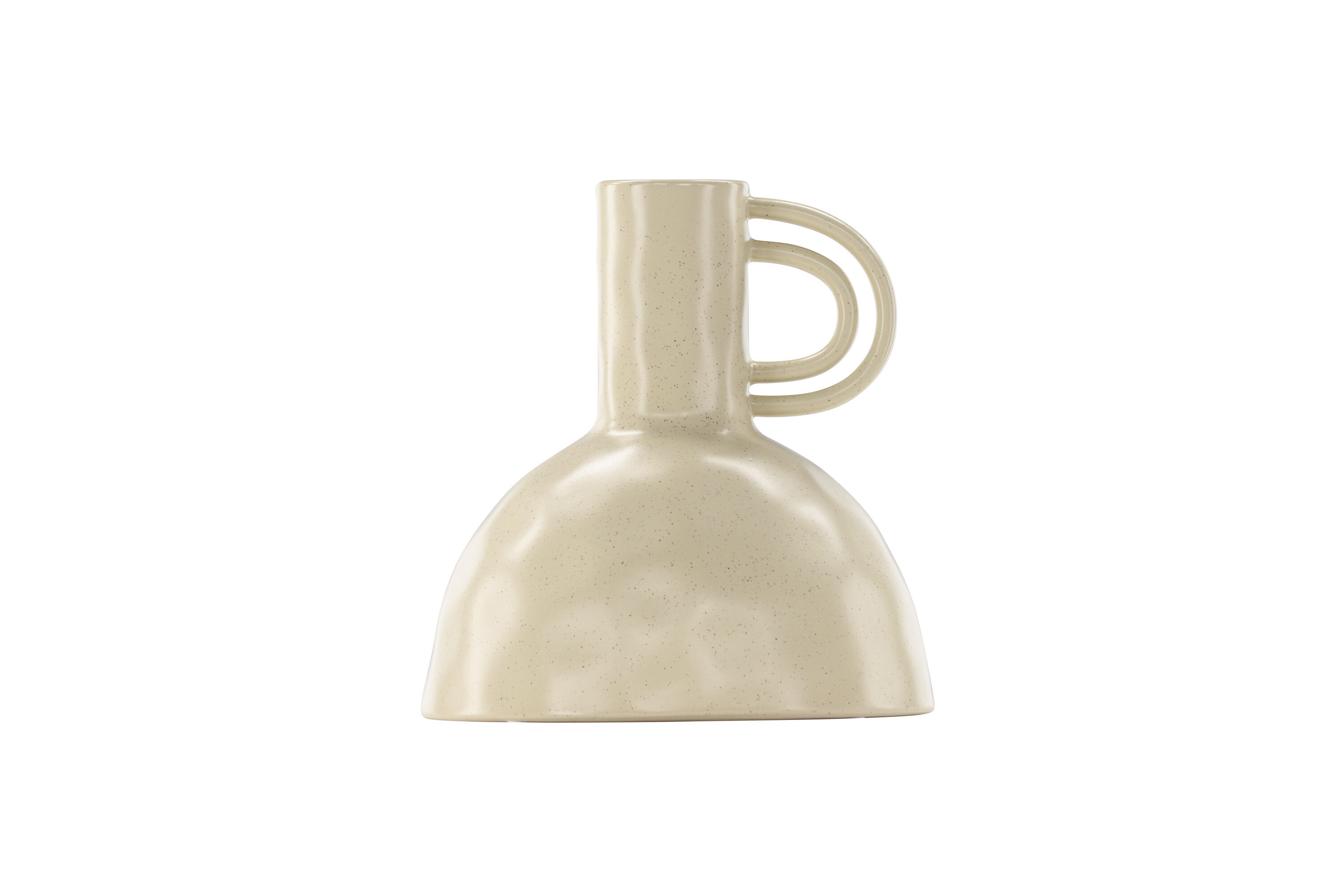 VENTURE DESIGN Vivi vase, m. hank - beige/sorte prikker stentøj (24x24x25H)