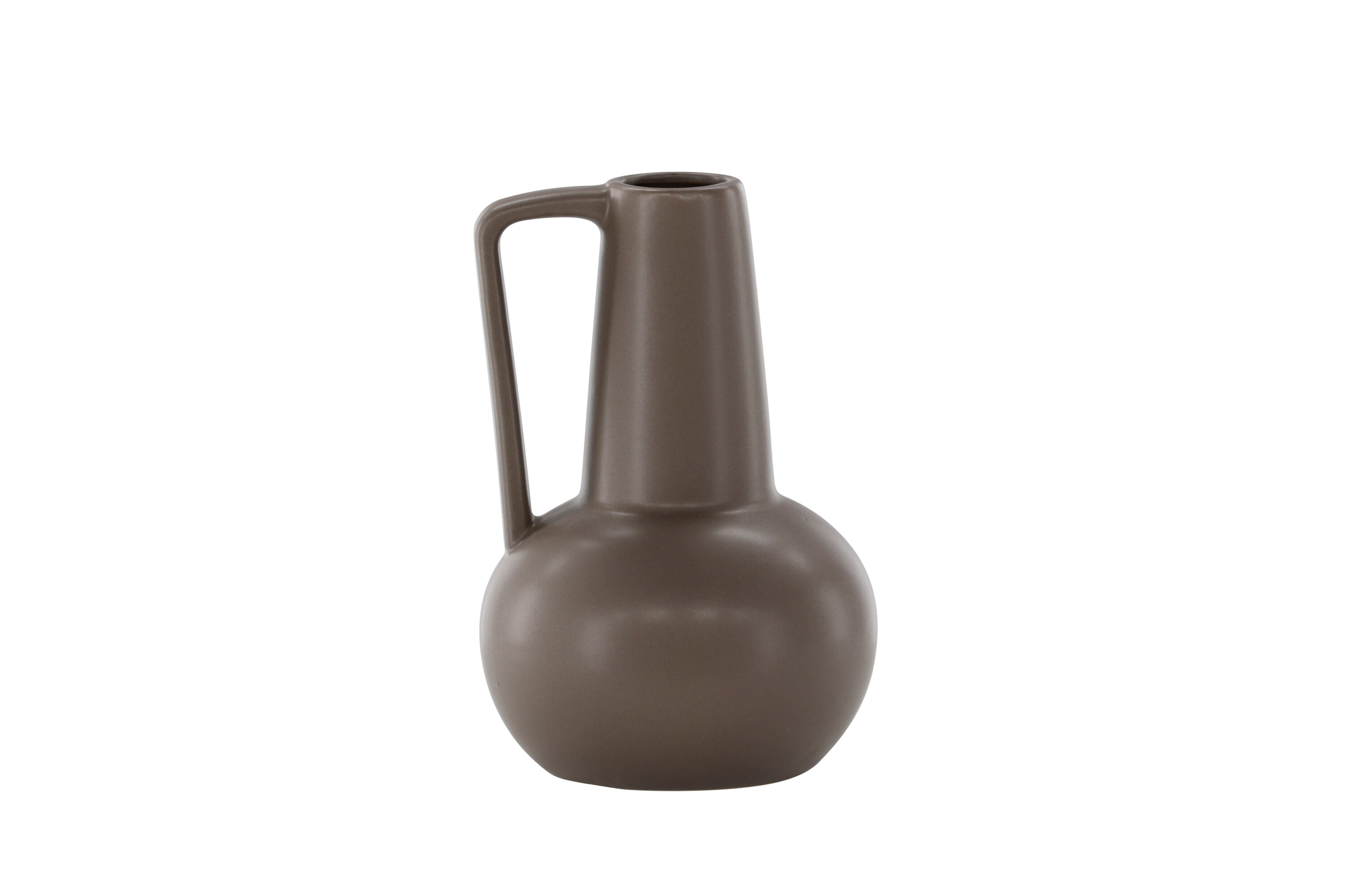 VENTURE DESIGN Lane vase, m. hank - mat brun stentøj (15x15x22)