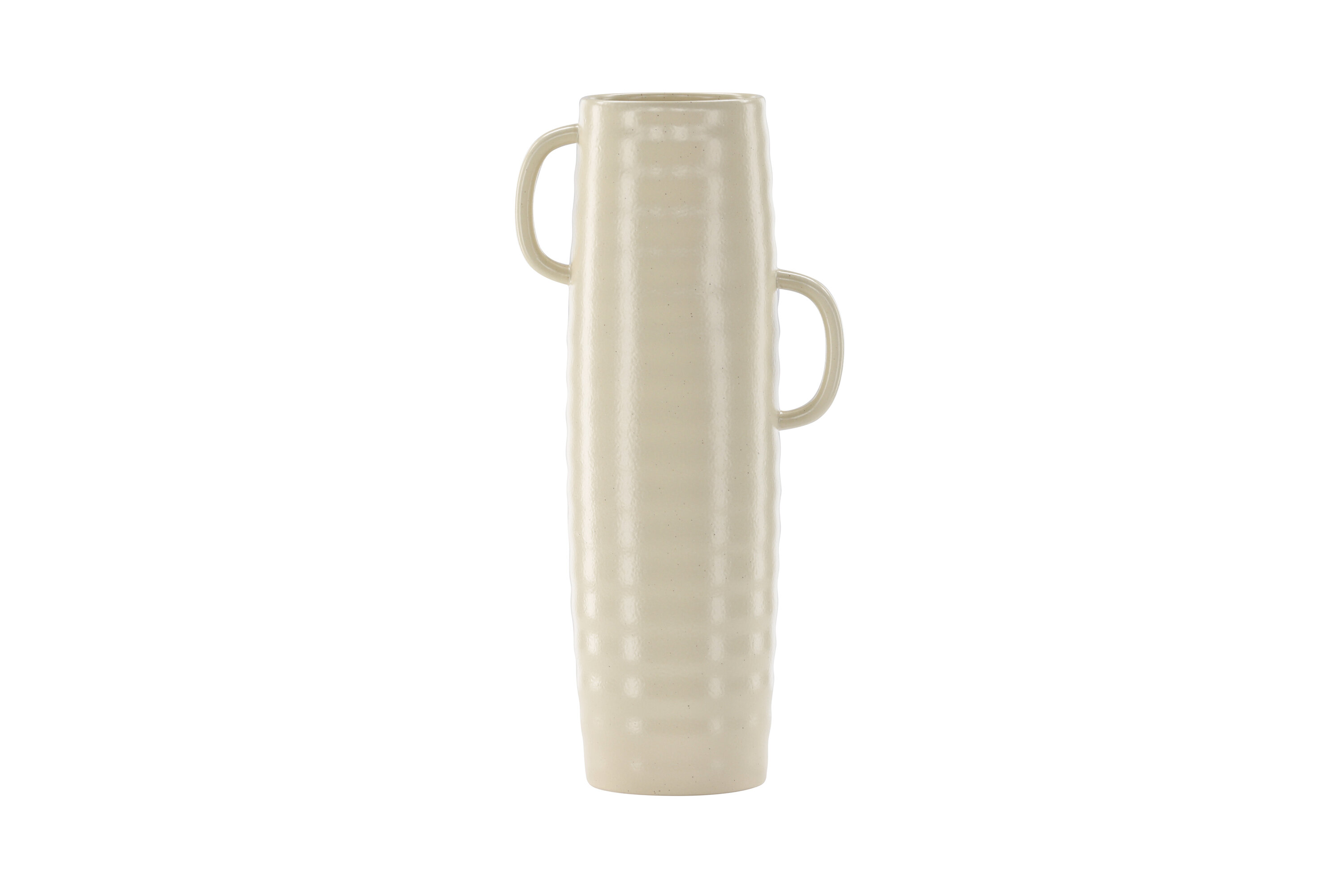 VENTURE DESIGN Cent vase, m. 2 hanke - beige/sorte prikker stentøj (19x13x41)