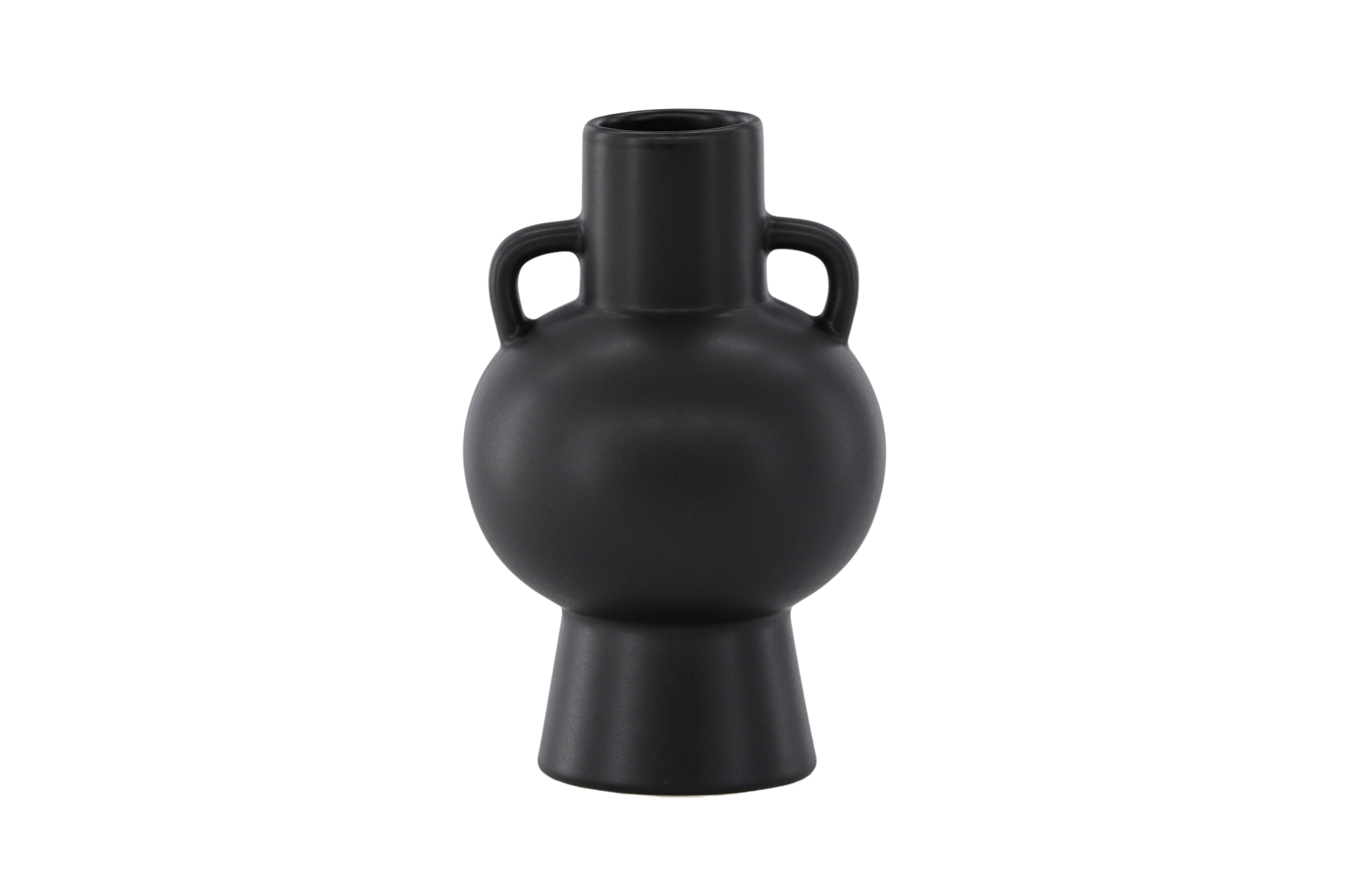 VENTURE DESIGN Cent vase, m. 2 hanke - mat sort stentøj (16x16x24)