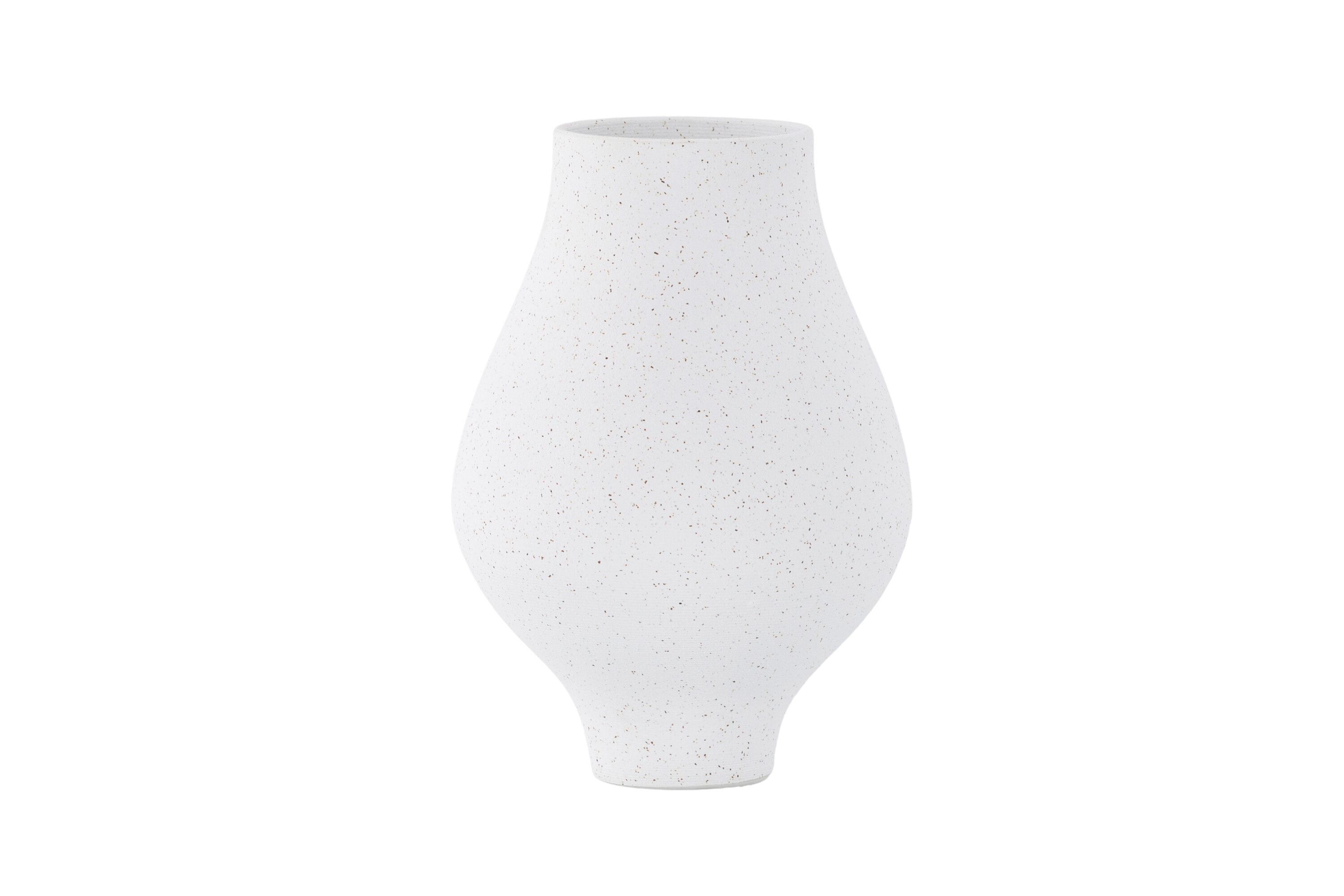 VENTURE DESIGN Rellis vase, rund - hvid/sorte prikker keramik (D10xH24xB14)