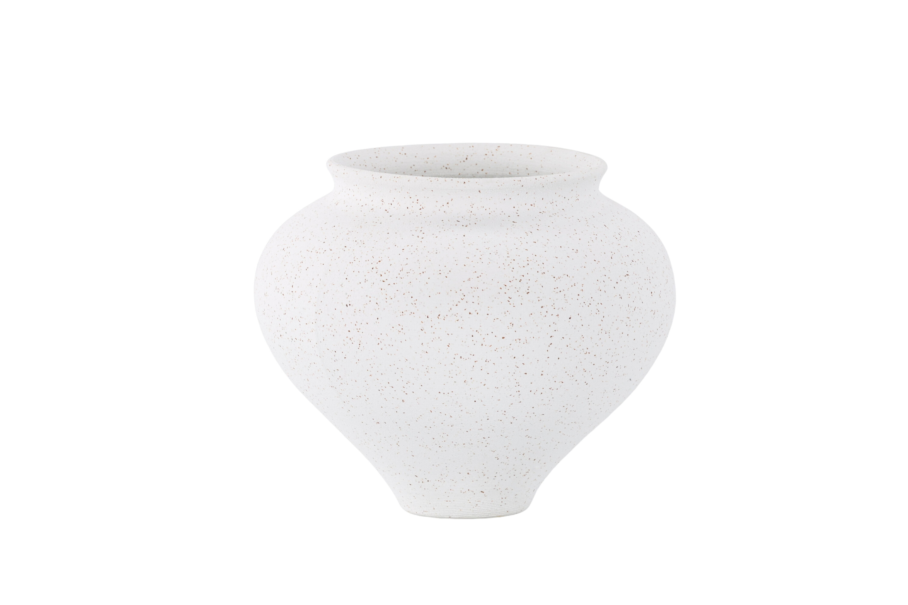 VENTURE DESIGN Rellis vase, rund - hvid/sorte prikker keramik (D11xH18xB18)