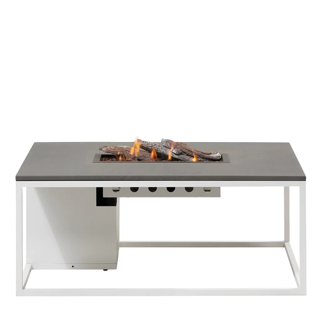 COSI FIRES Cosiloft 120 lounge ildbord, rektangulær - grå og hvid aluminium (120x80)